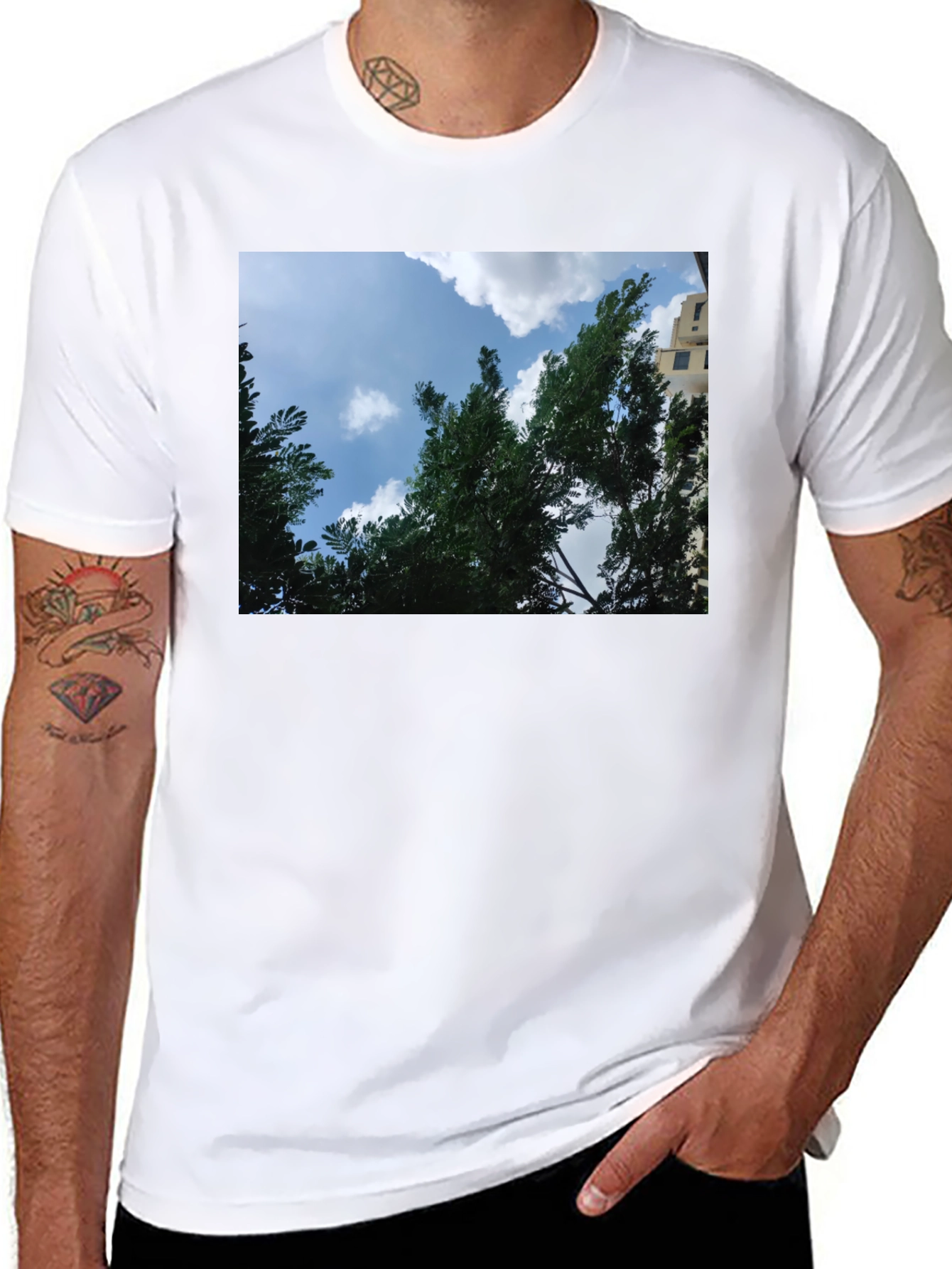 Black Sky Through Trees Graphic Tee - Nature Lover's Shirt view 8