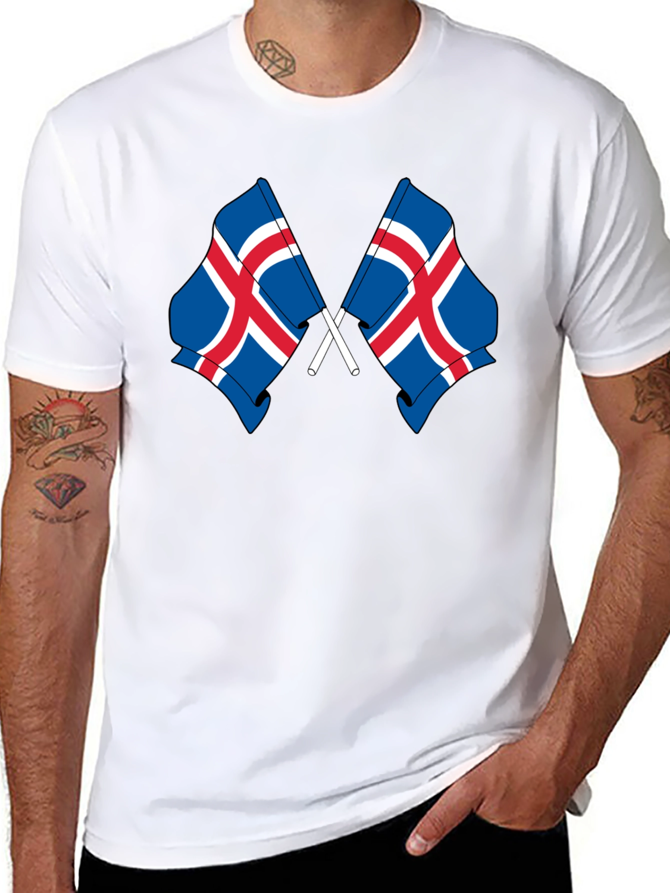 Black Icelandic Flags Graphic Tee - Black Cotton T-Shirt view 8