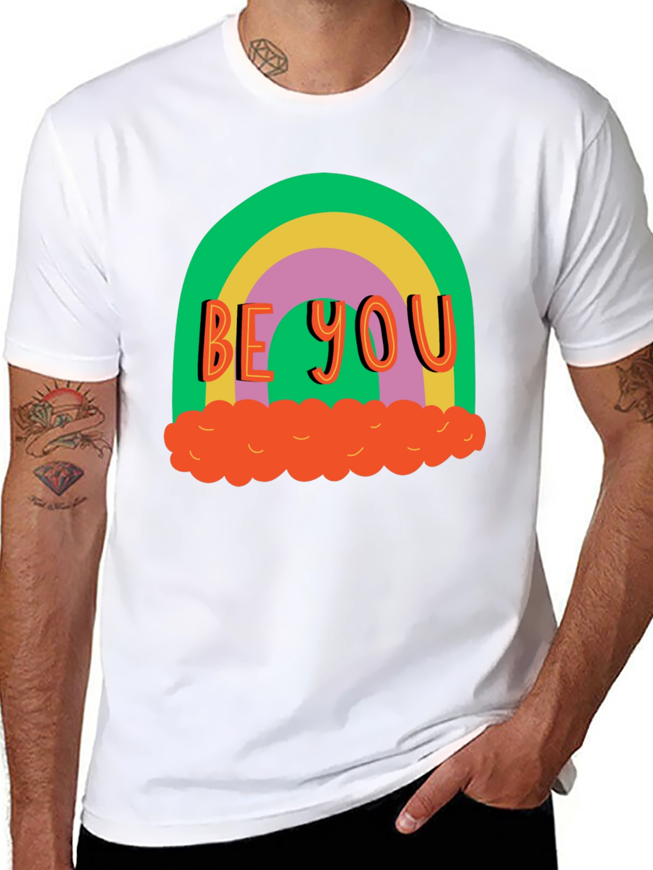 Black Be You Rainbow Graphic Tee - Black Cotton Blend view 8