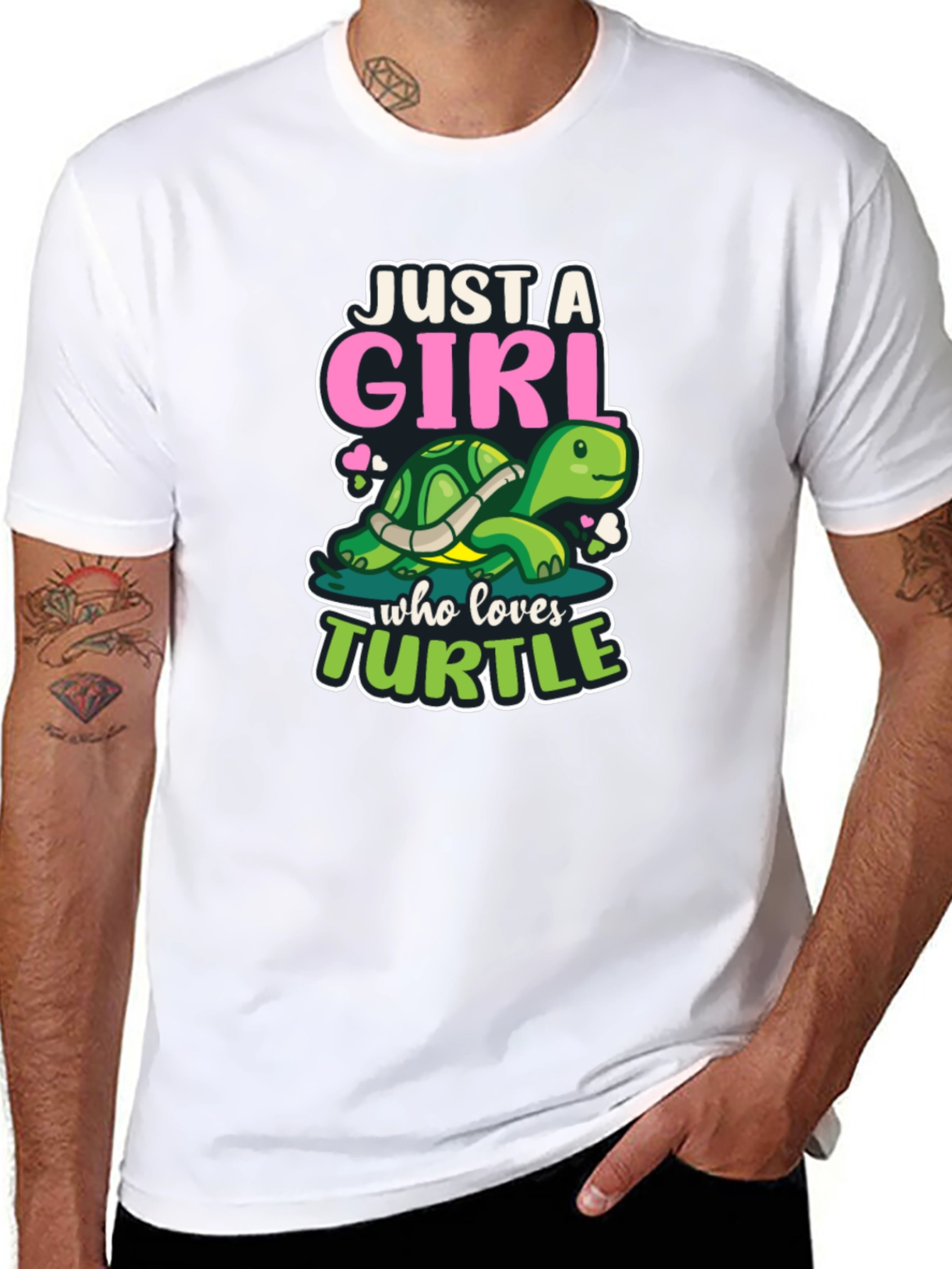 Black Just A Girl Who Loves Turtle T-Shirt view 8