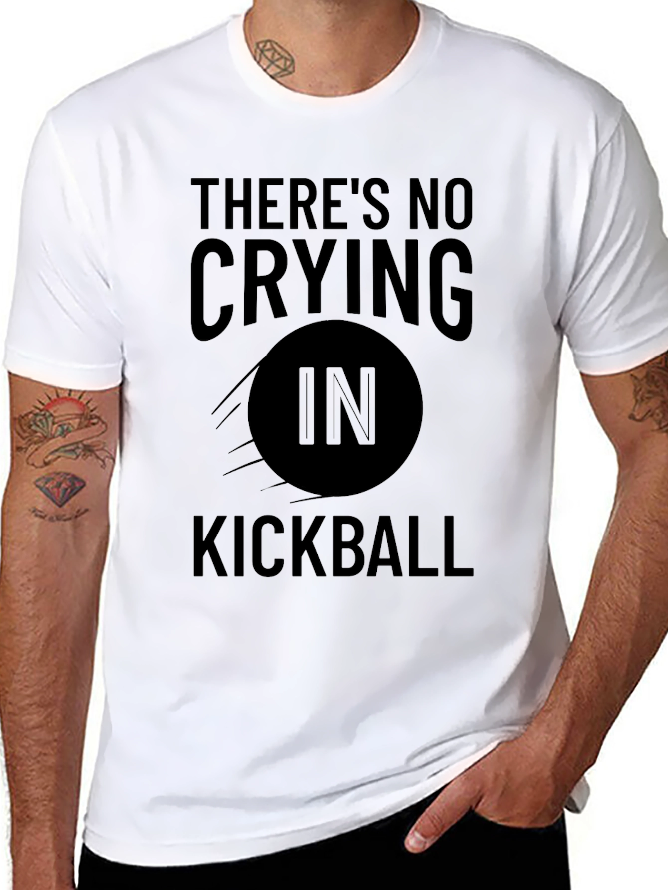 Black There's No Crying In Kickball T-Shirt view 8