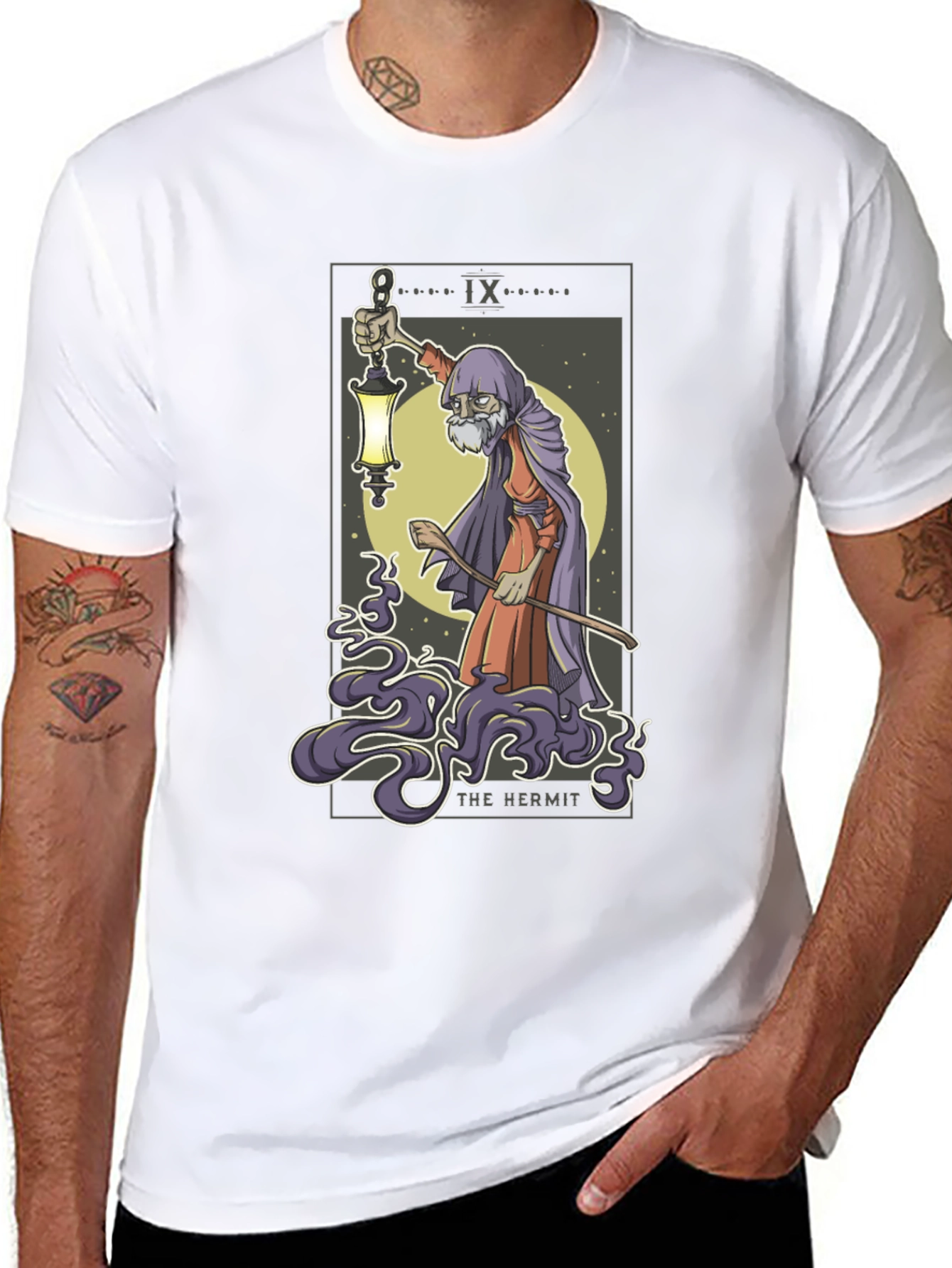 Black The Hermit Tarot Card Graphic Tee view 8
