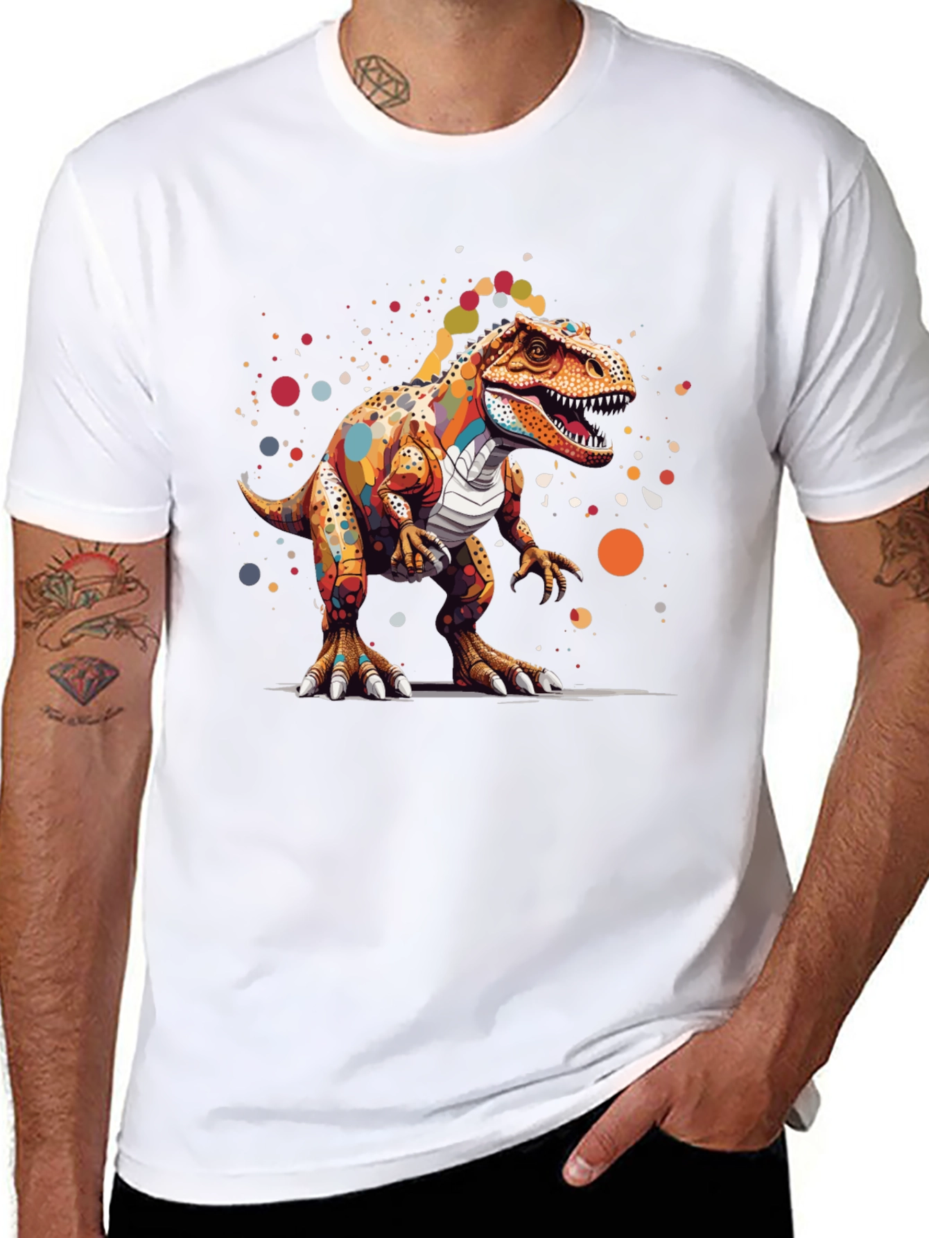 Black Colorful Dinosaur Graphic T-Shirt view 8