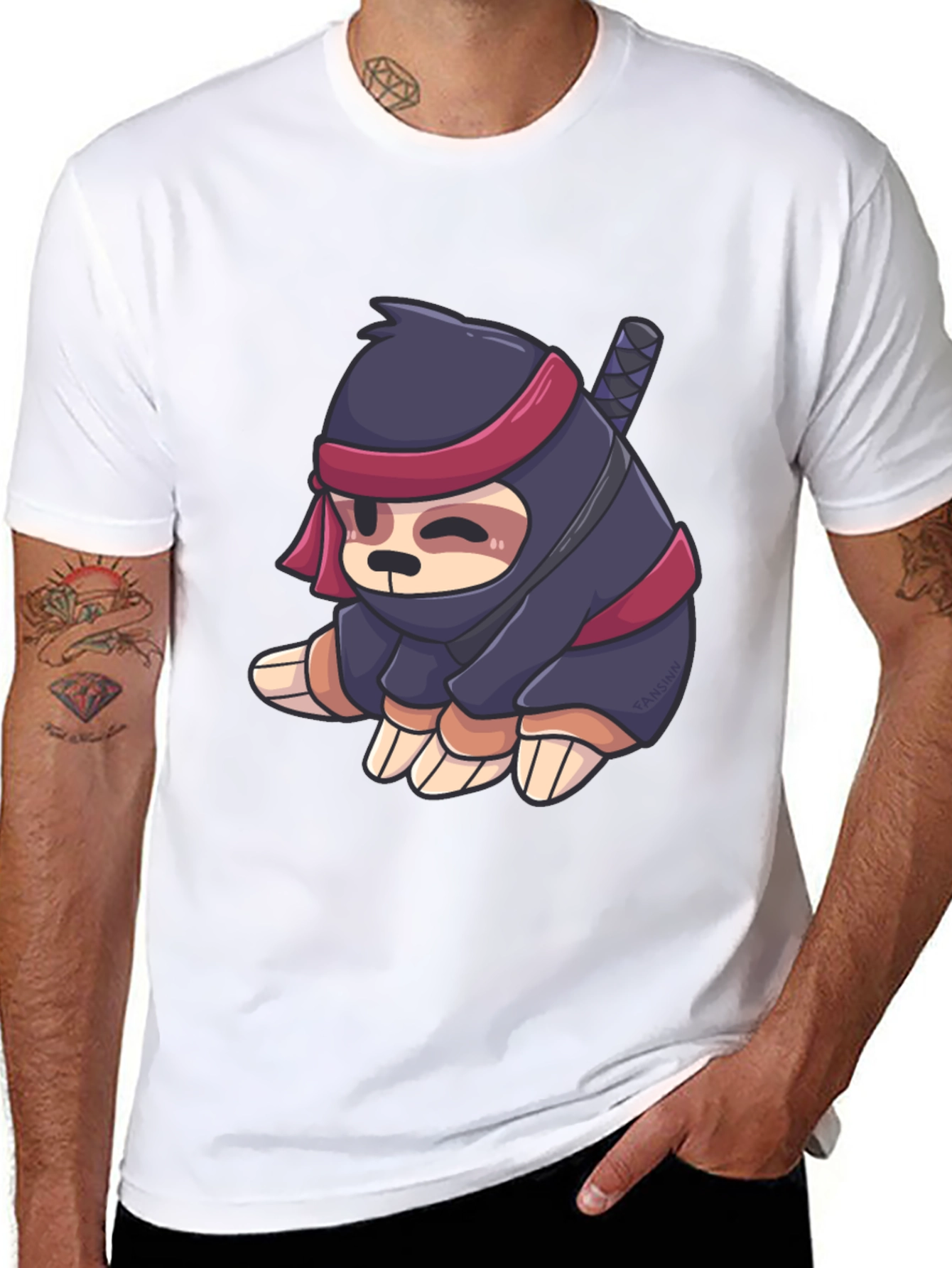 Black Ninja Sloth Graphic Tee - Stealth Mode Activated view 8
