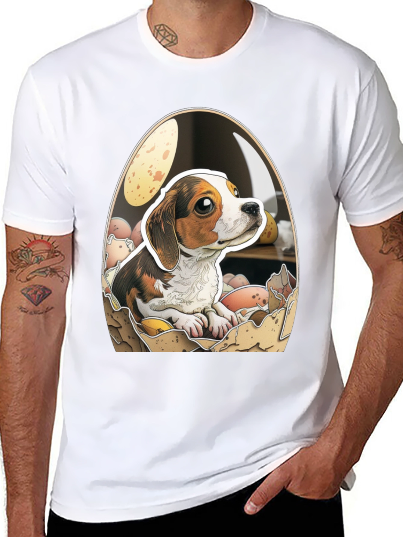 Black Eggcellent Beagle T-Shirt view 8