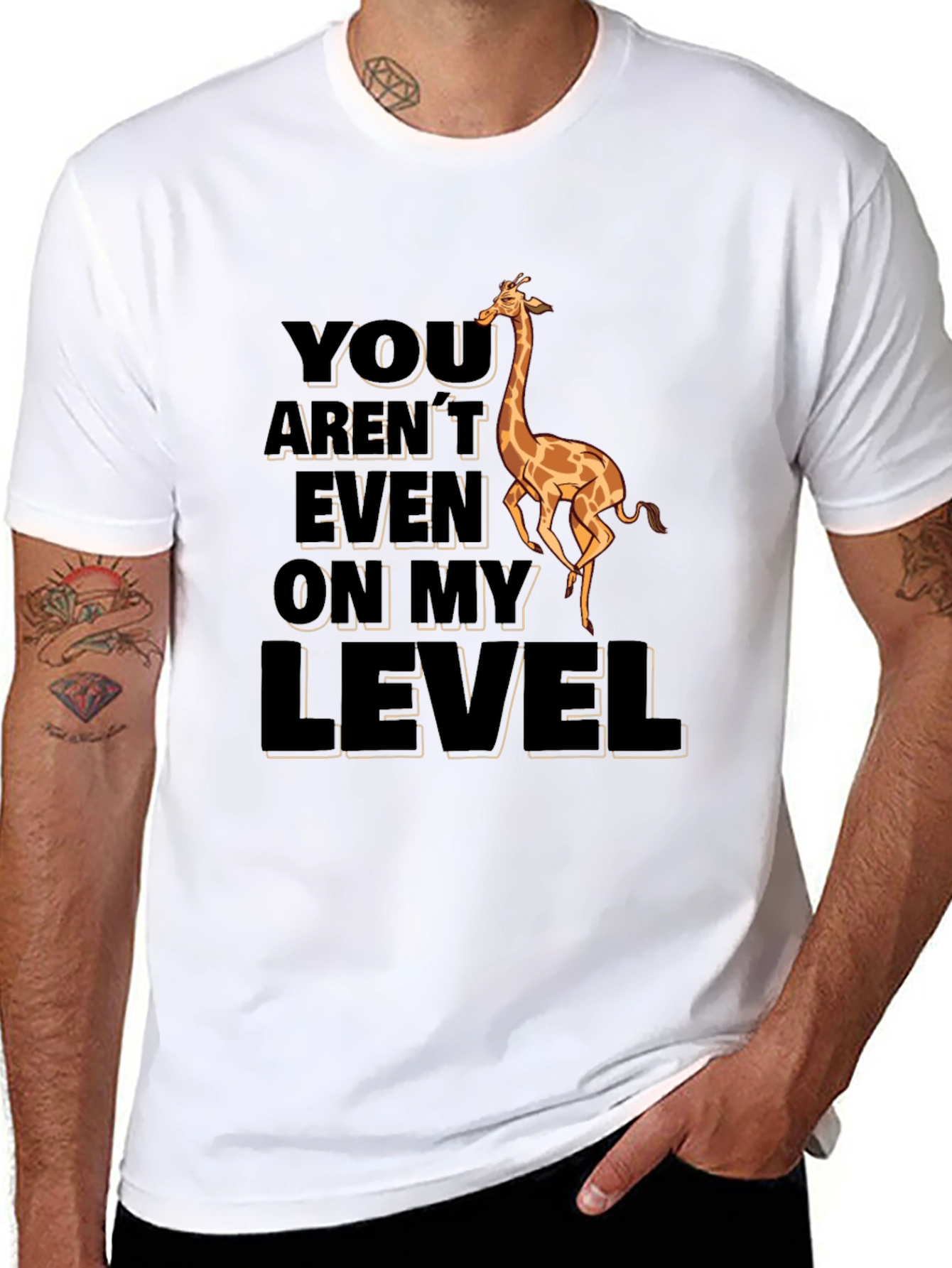 Black Funny Giraffe T-Shirt - You Aren't Even On My Level view 8