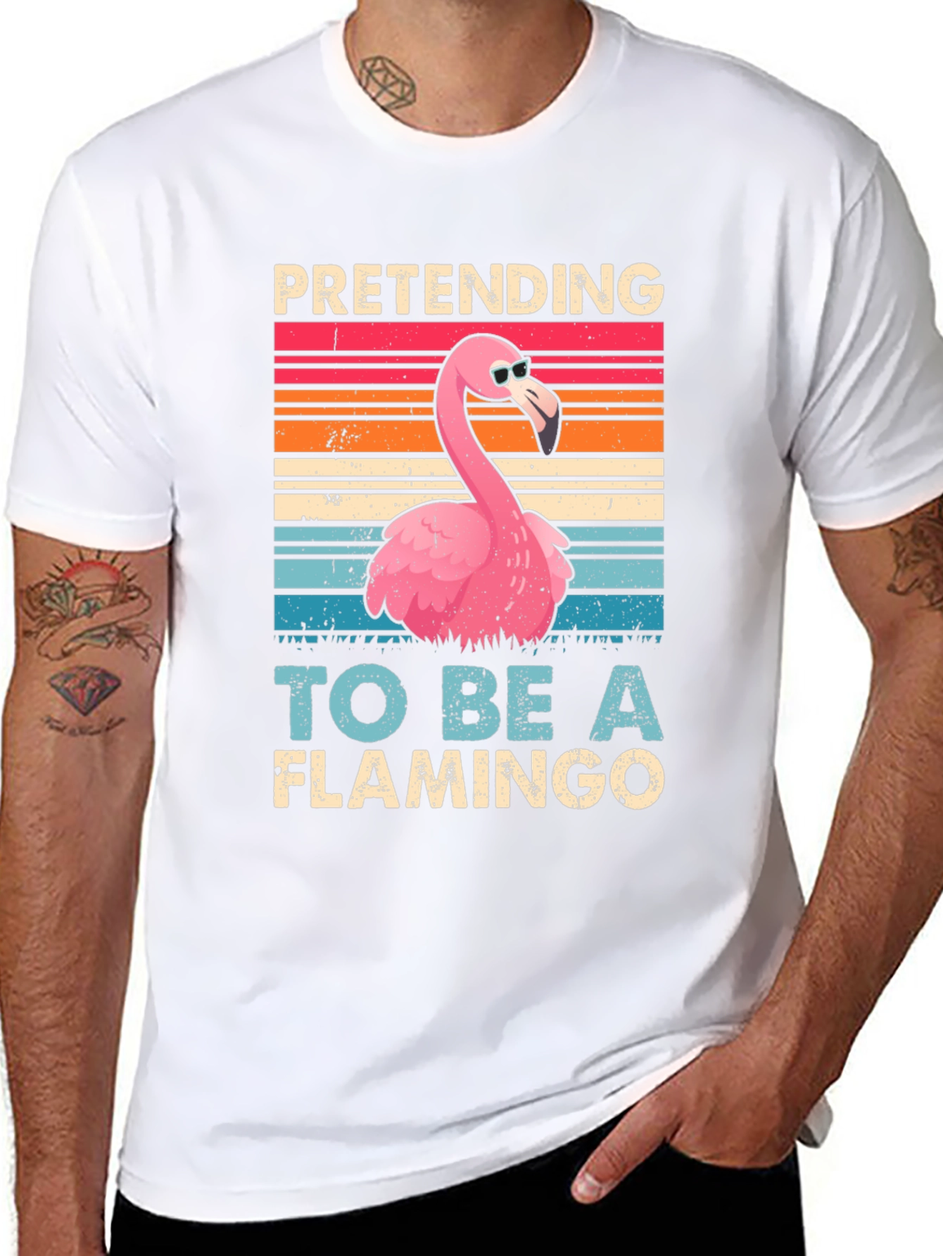 Black Funny Flamingo T-Shirt - Pretending to be a Flamingo view 8
