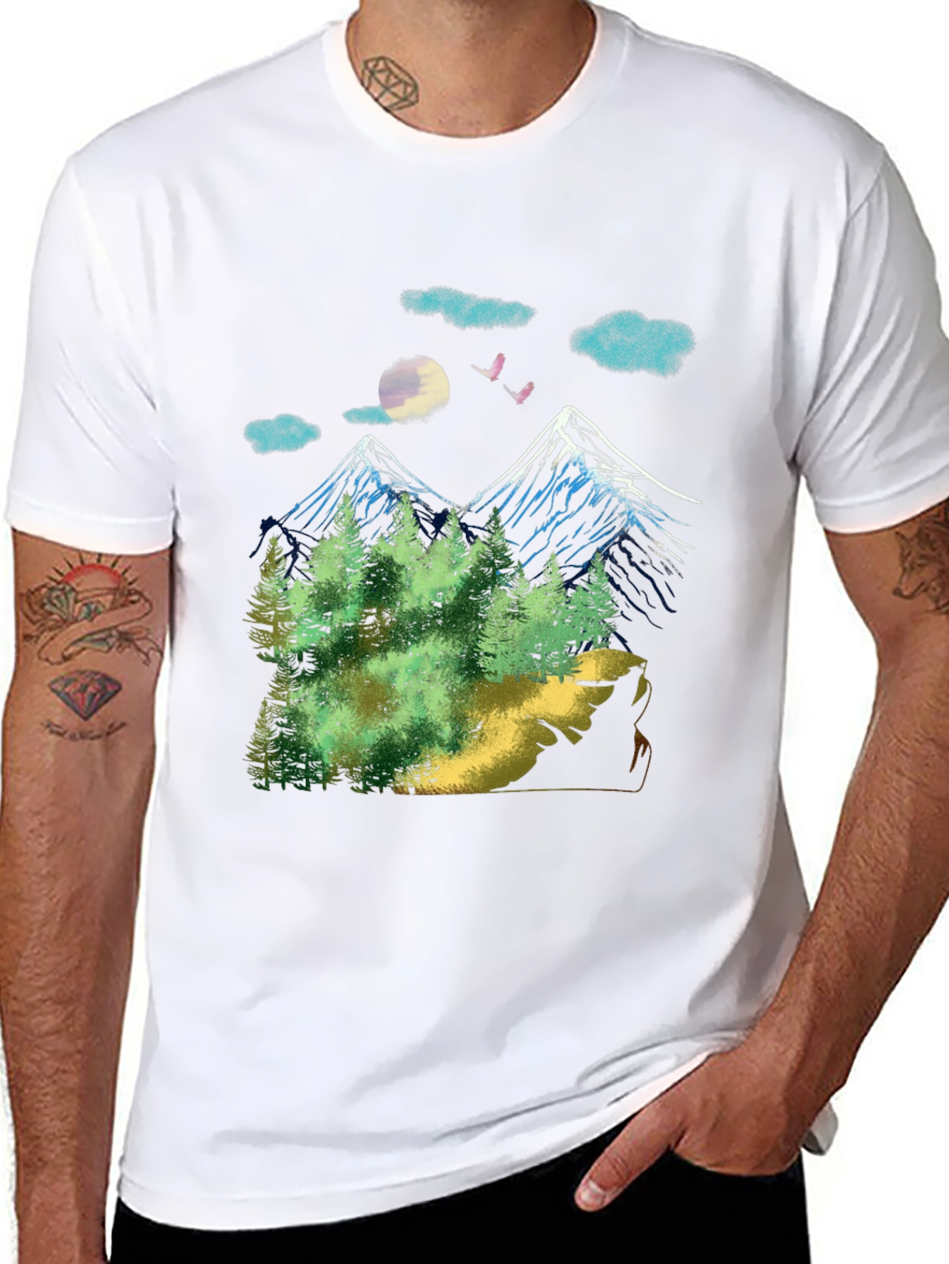 Black Mountain Landscape Graphic T-Shirt view 8