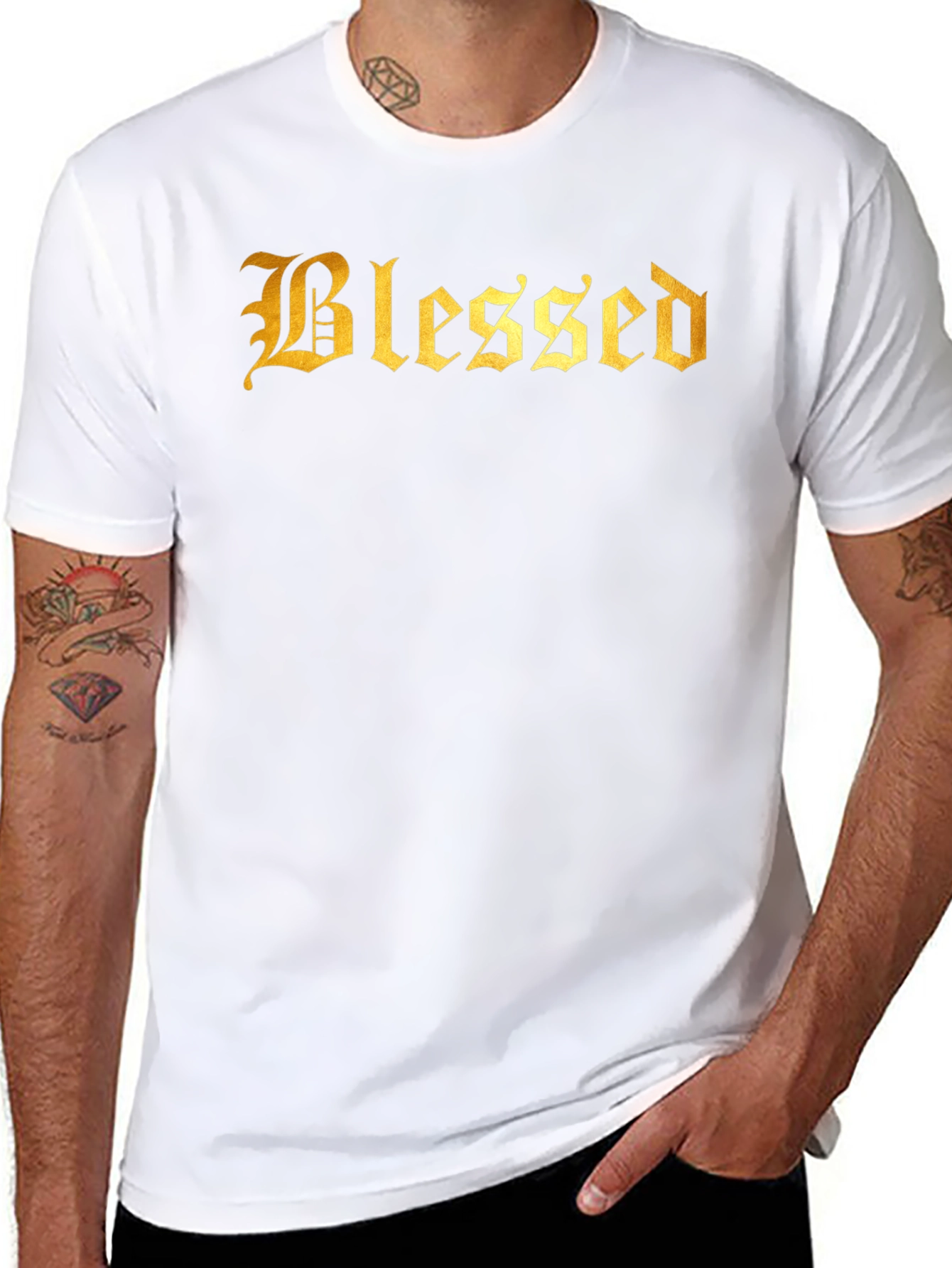 Black Blessed Graphic T-Shirt - Premium Cotton Blend view 8