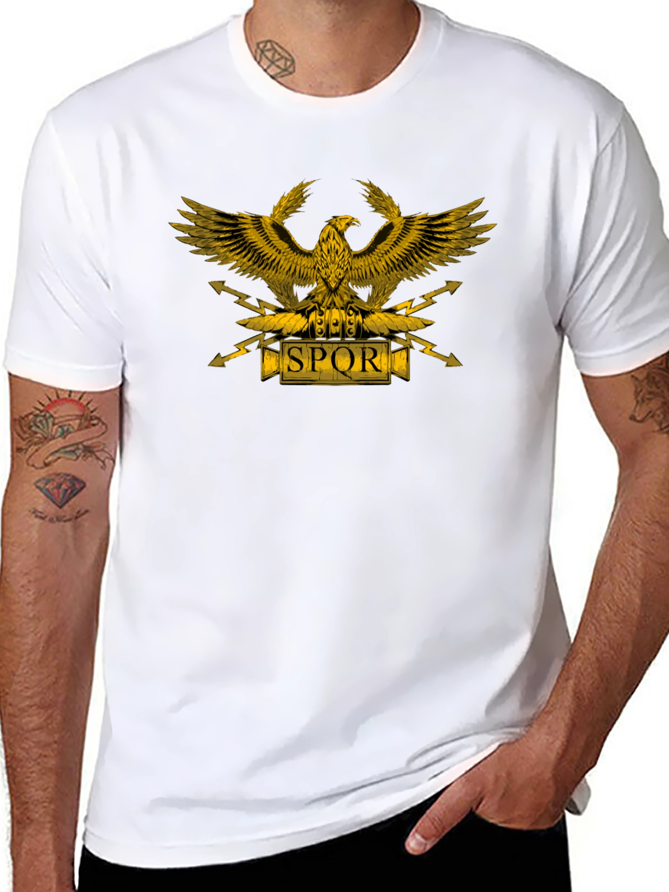 Black SPQR Eagle Graphic T-Shirt - Black view 8