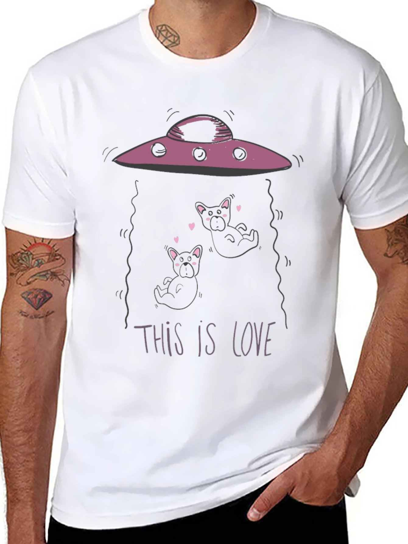Black UFO Dog Abduction Graphic Tee view 8
