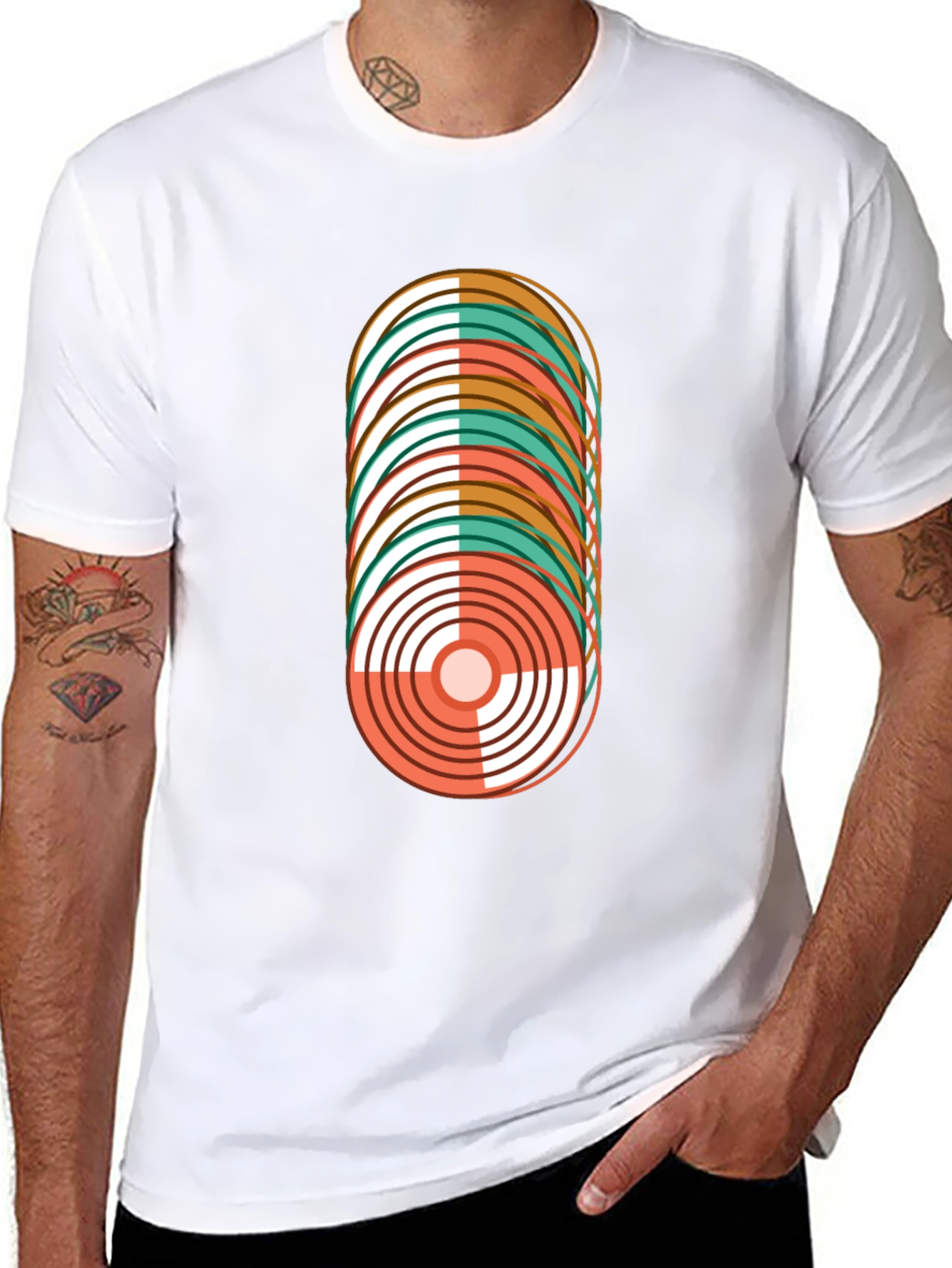 Black Retro Record Stack Graphic Tee view 8
