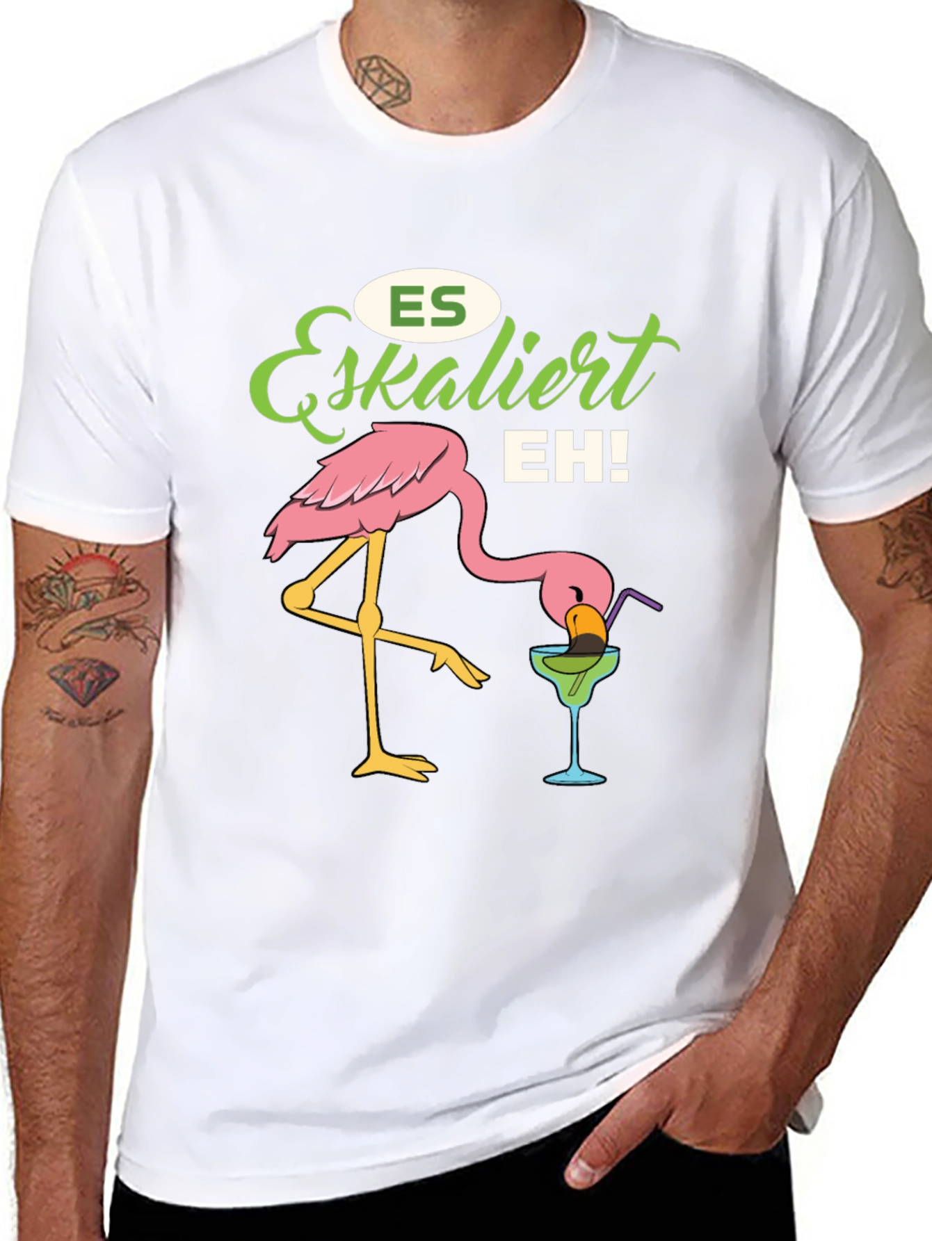 Black Es Eskaliert EH! Flamingo T-Shirt view 8