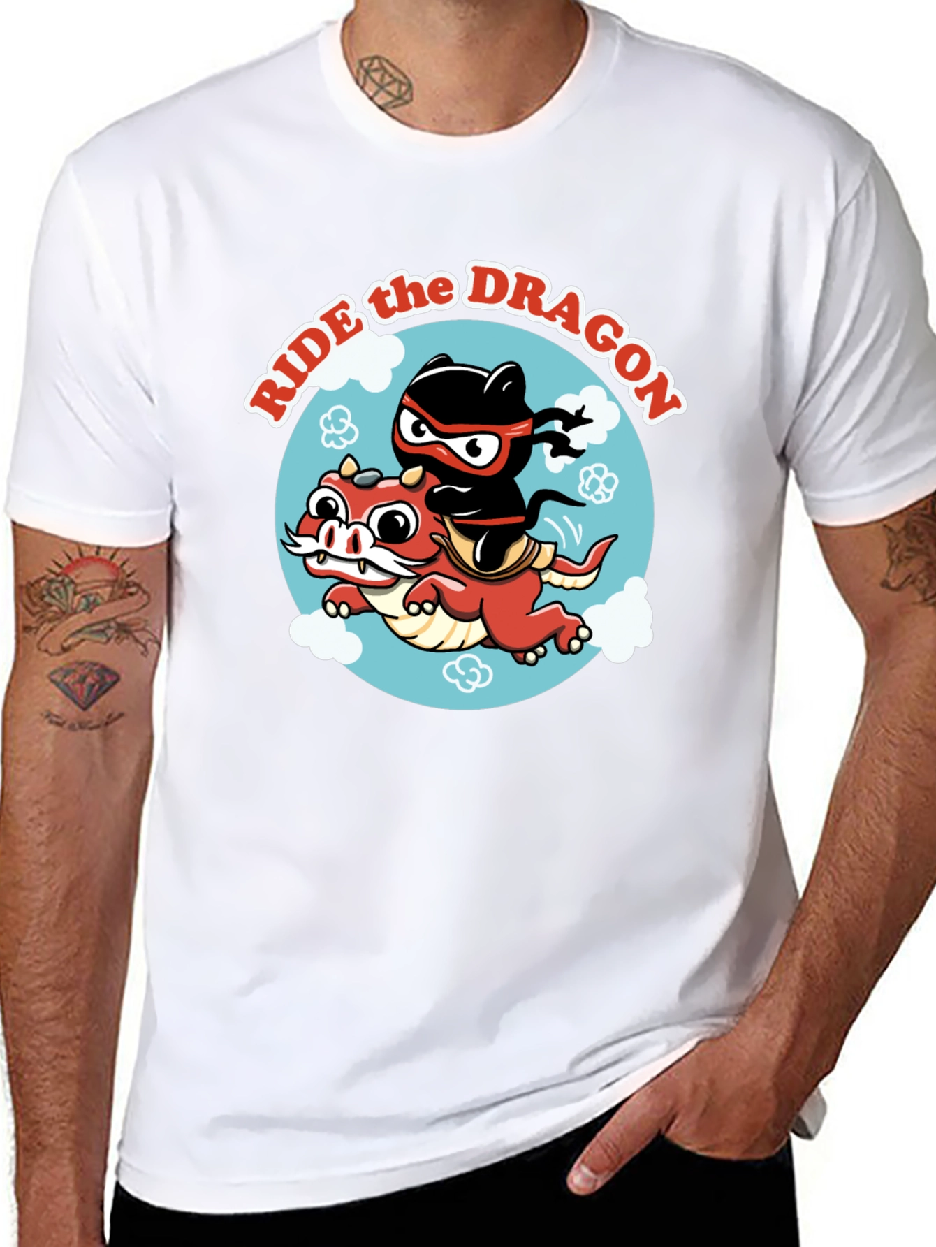 Black Ride the Dragon Graphic T-Shirt - Ninja Style! view 8