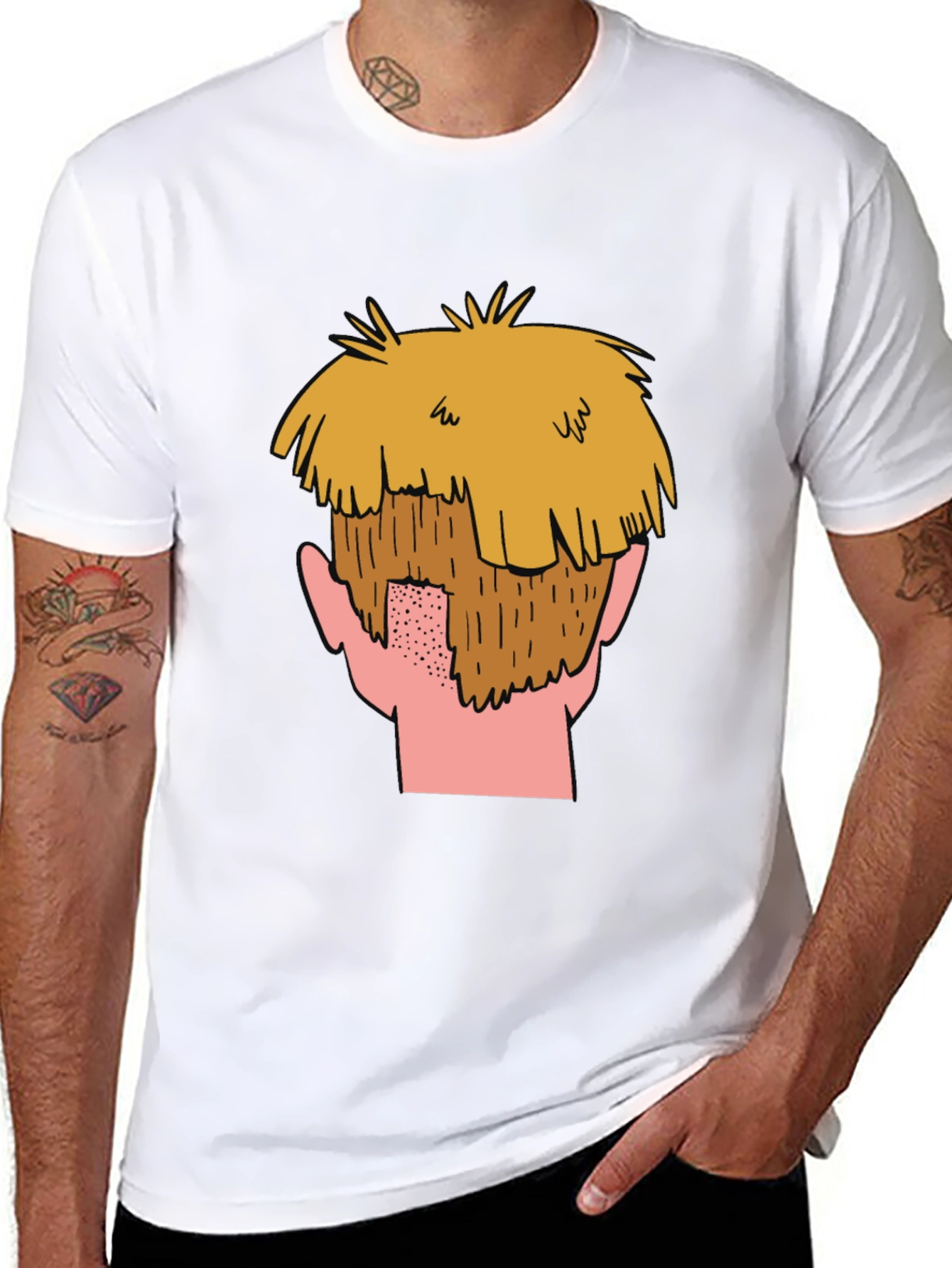 Black Cartoon Beard Graphic T-Shirt view 8