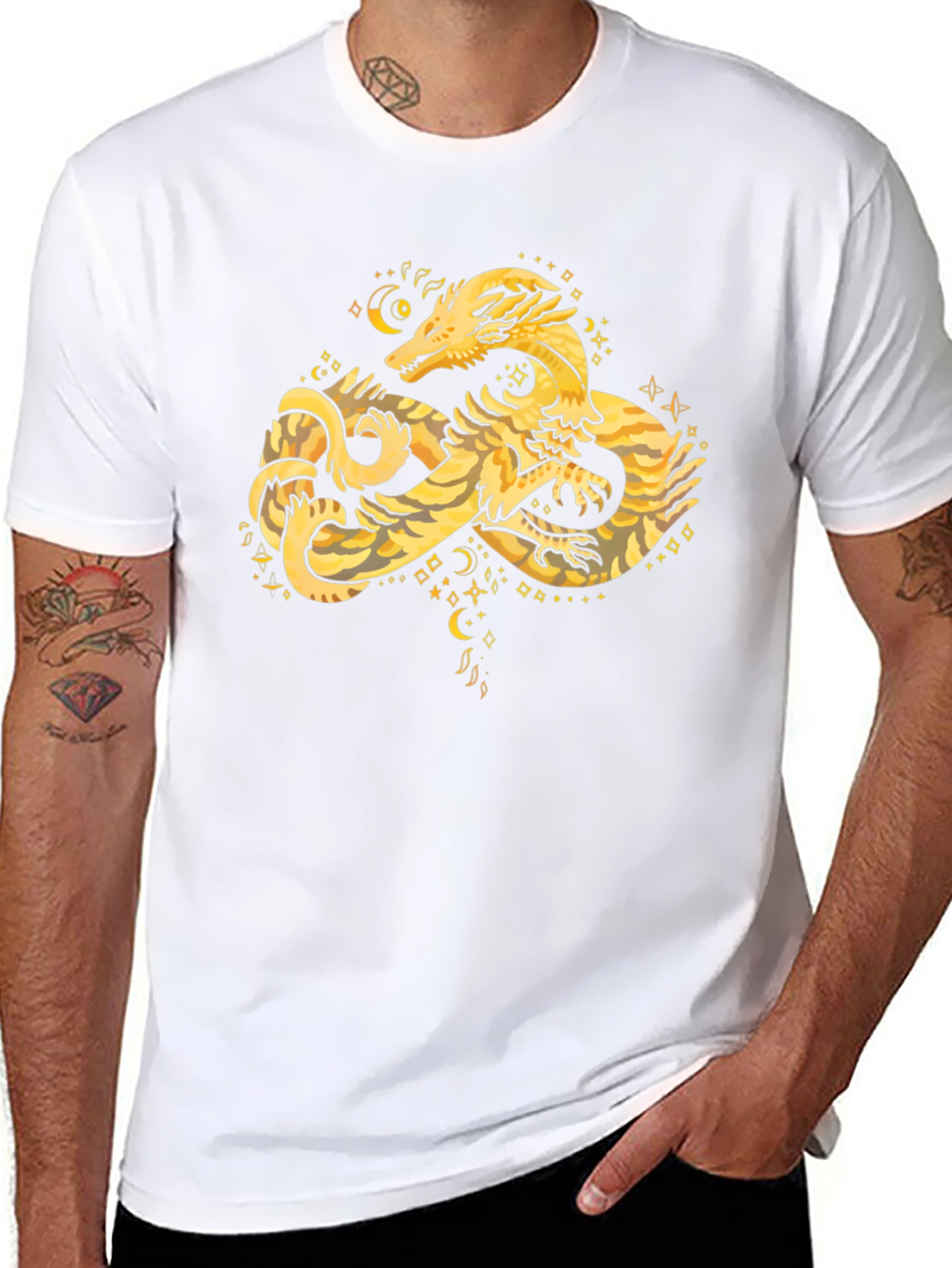 Mystic Dragon Graphic Tee - Black Cotton Blend - 8