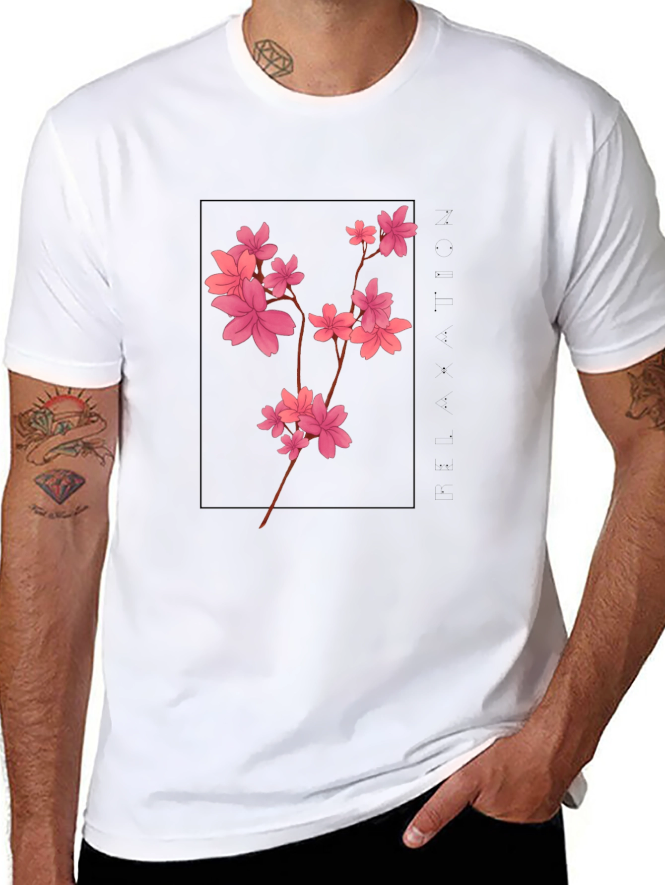 Black Cherry Blossom T-Shirt - Black Graphic Tee view 8