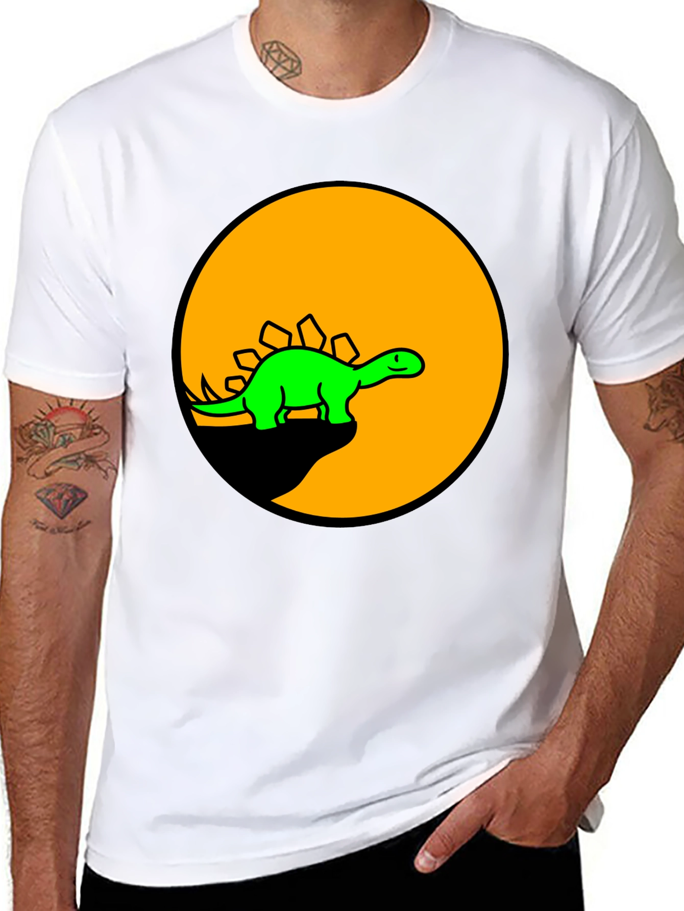 Black Dinosaur Graphic Tee - Black Cotton T-Shirt view 8