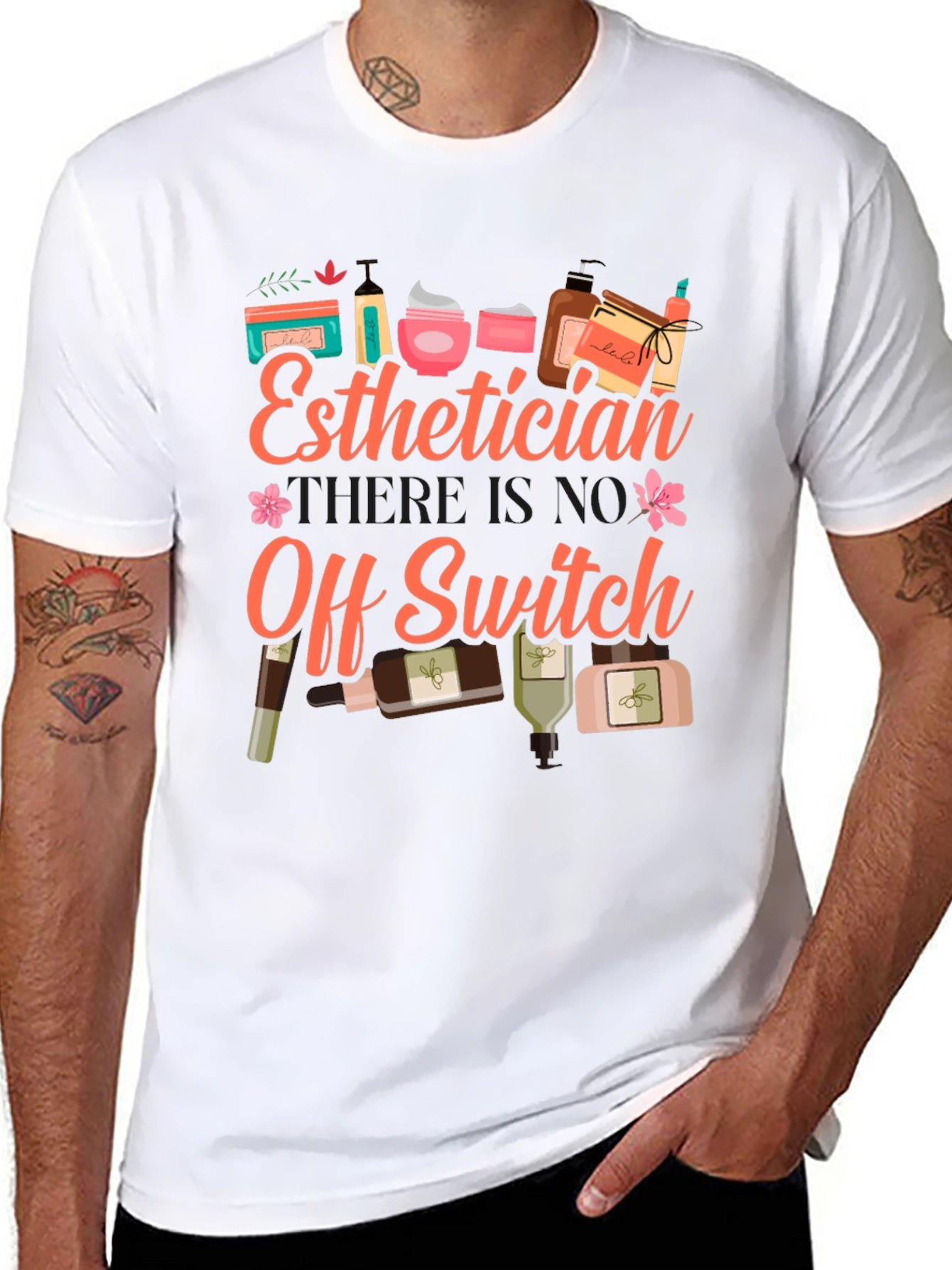 Black Esthetician T-Shirt: No Off Switch, Beauty Pro Tee view 8