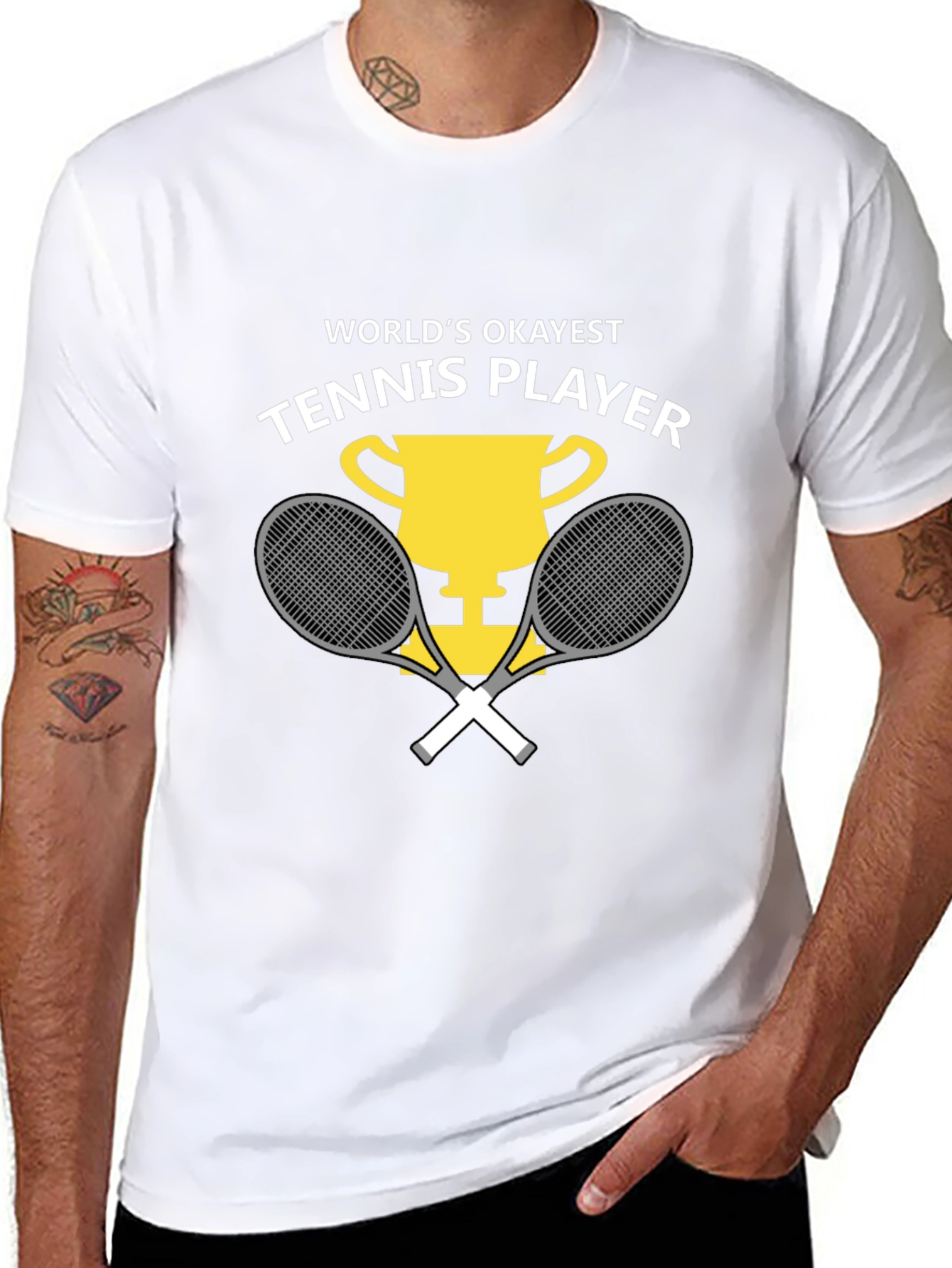 Black World's Okayest Tennis Player Graphic Tee view 8