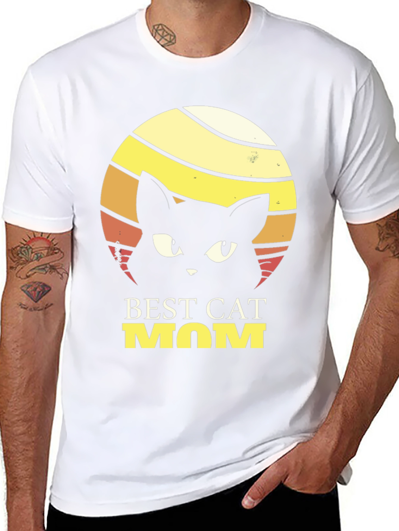 Black Best Cat Mom T-Shirt - Retro Style view 8