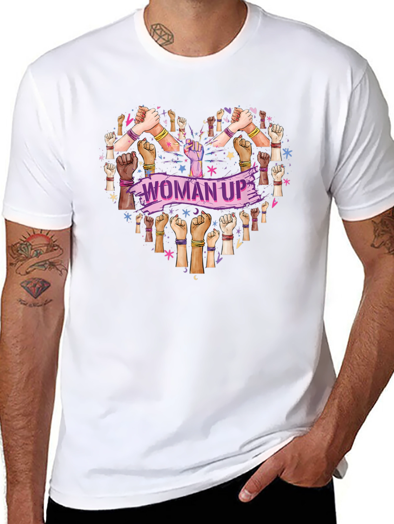 Black Woman Up T-Shirt - Heart Graphic Tee view 8