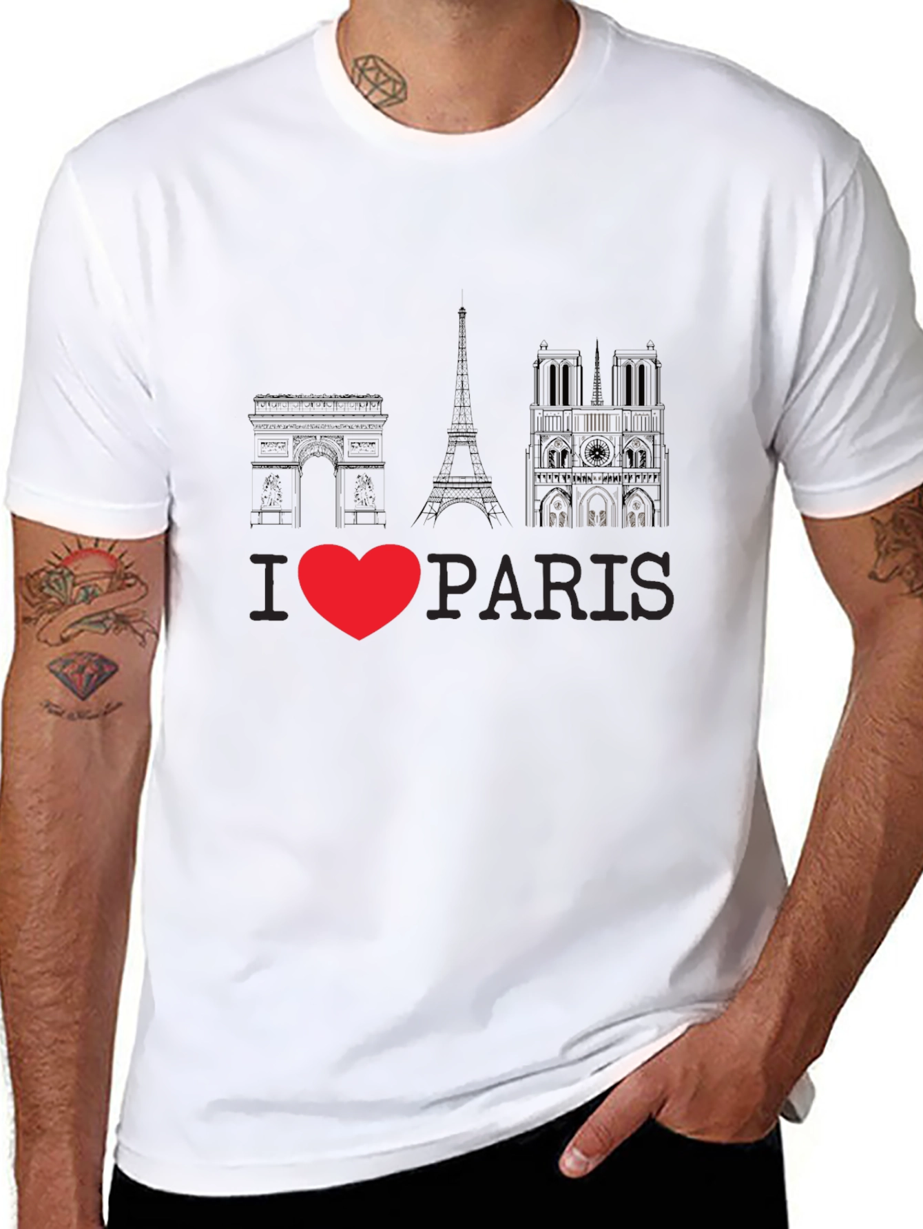 I Love Paris Black Graphic Tee - 8