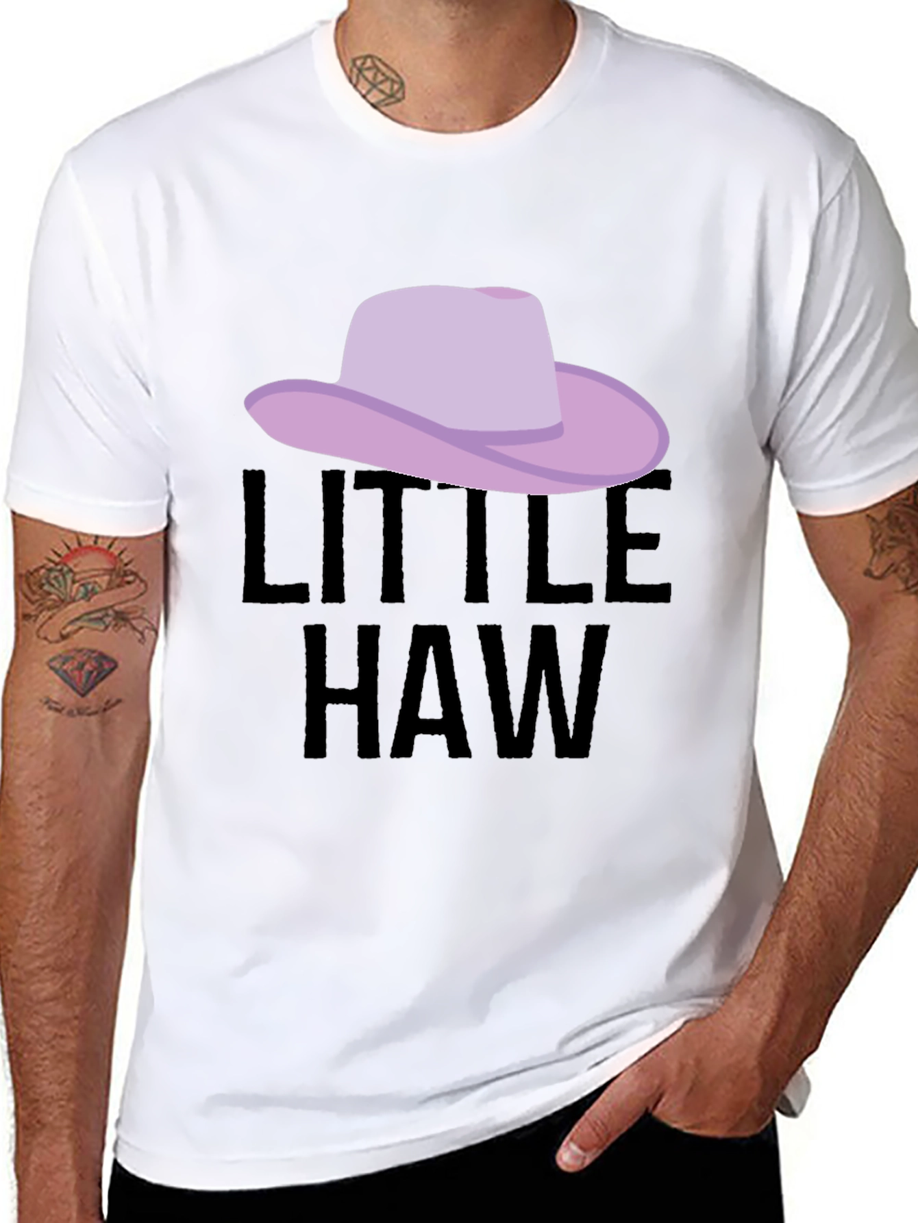 Black Little Haw T-Shirt - Novelty Cowboy Hat Tee view 8