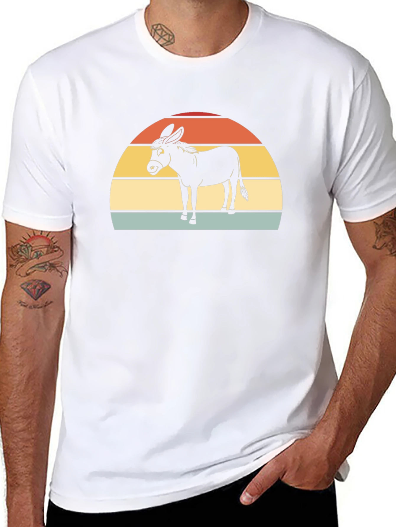 Black Retro Donkey T-Shirt - Vintage Style Farm Animal Tee view 8