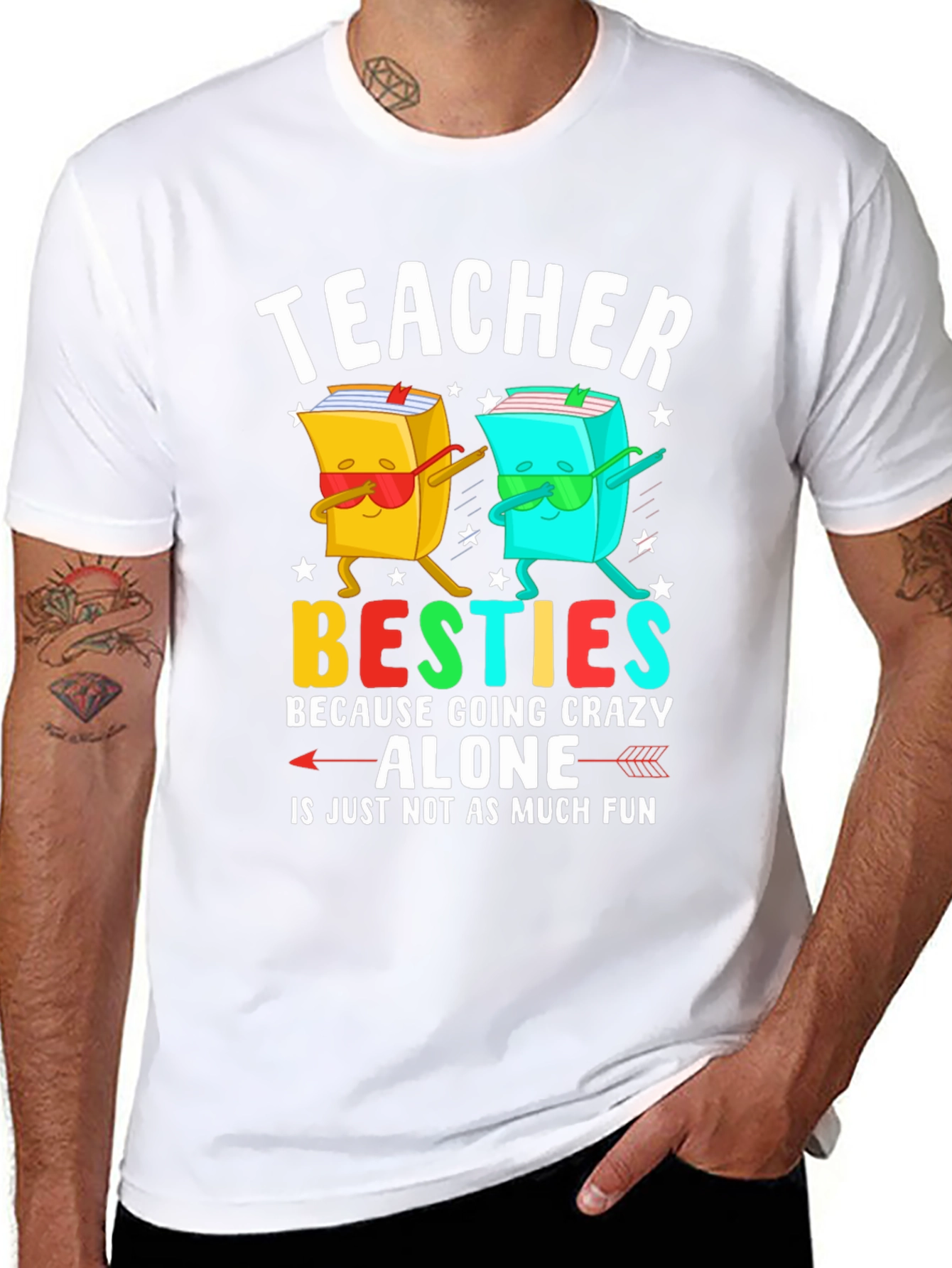Black Teacher Besties T-Shirt Funny Teacher Gift view 8