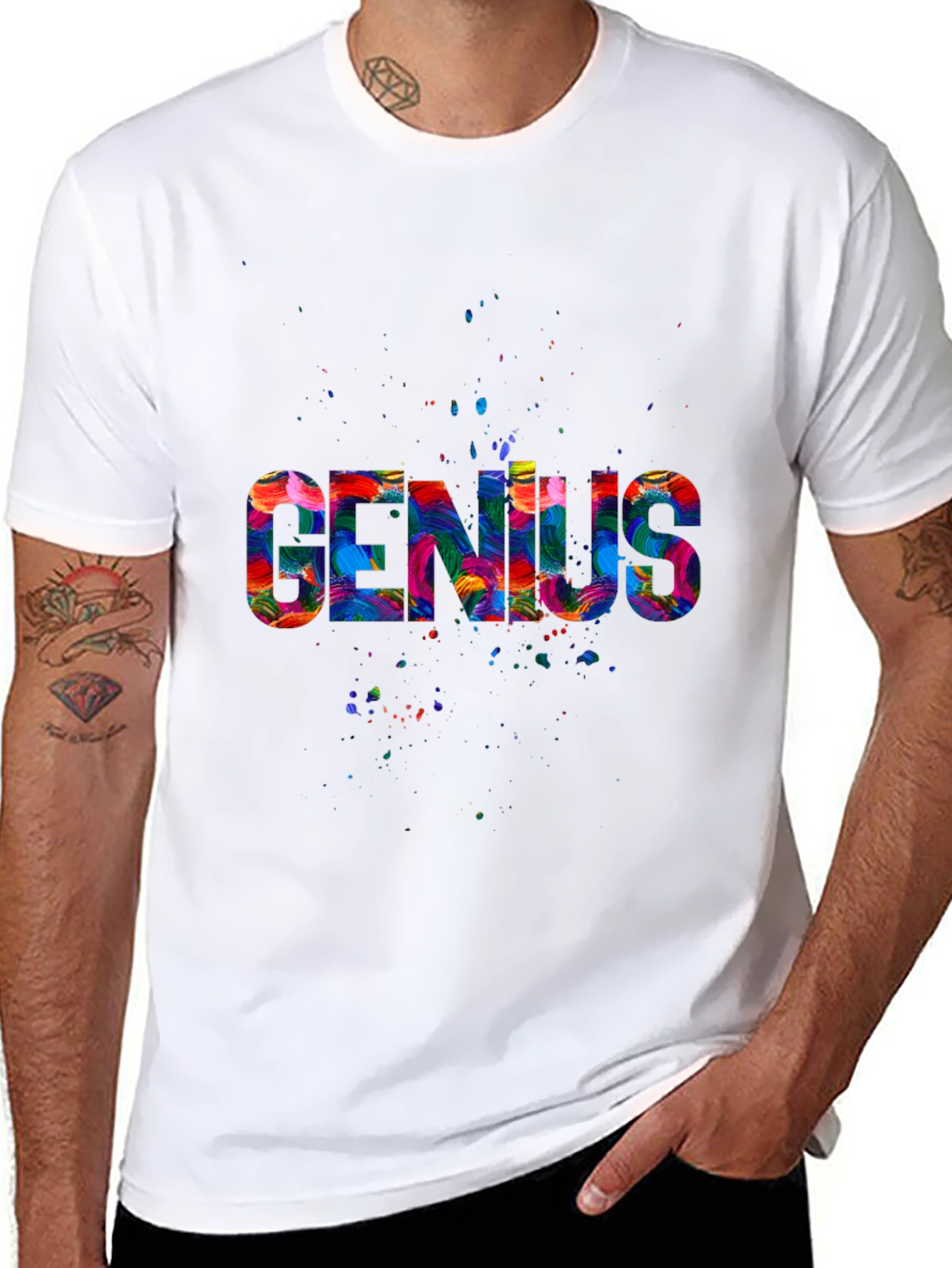 Black Colorful Genius Graphic Black Tee view 8