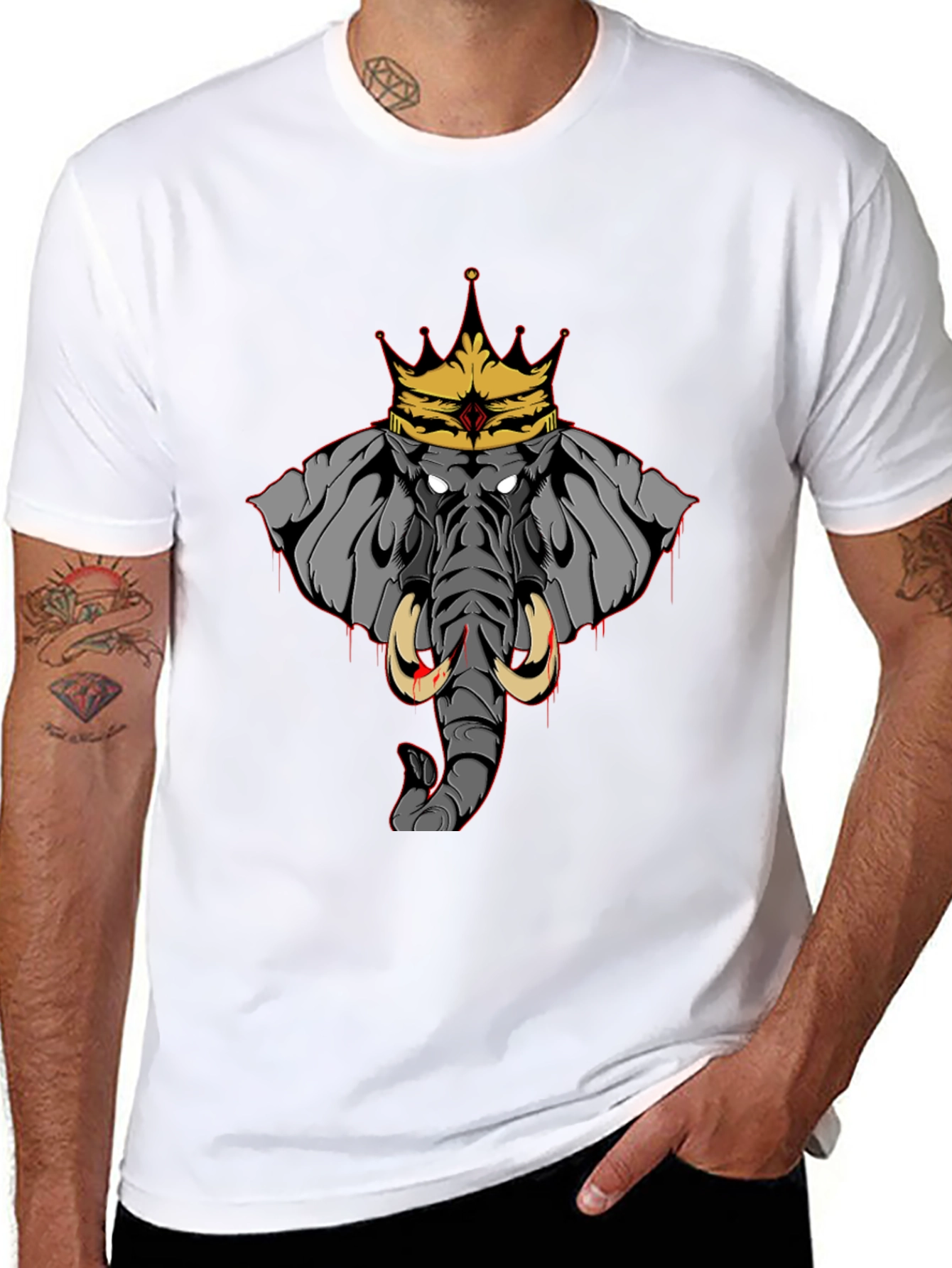 Black Elephant King Graphic Tee - Black Cotton T-Shirt view 8