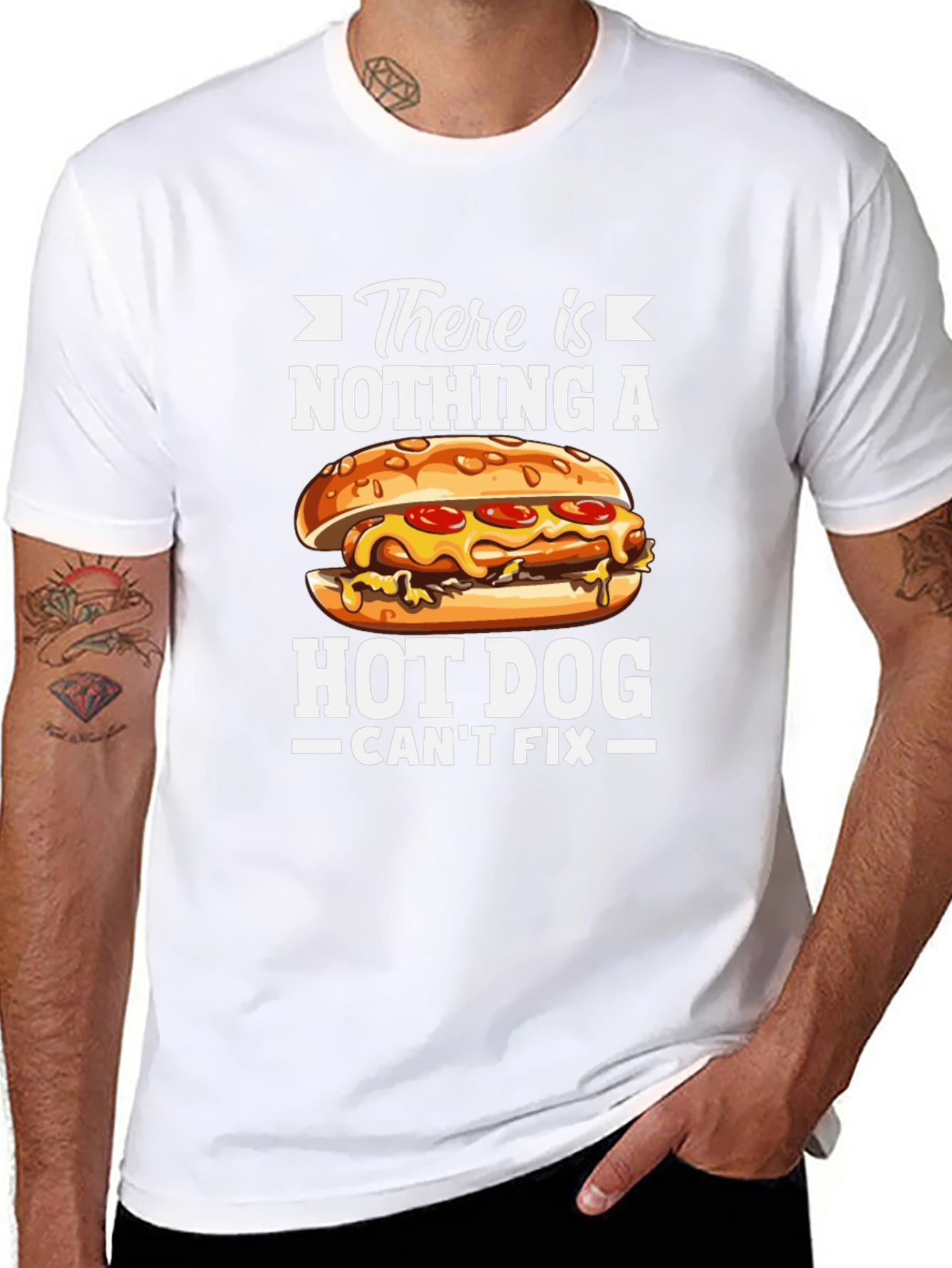 Black Funny Hot Dog Fix T-Shirt view 8