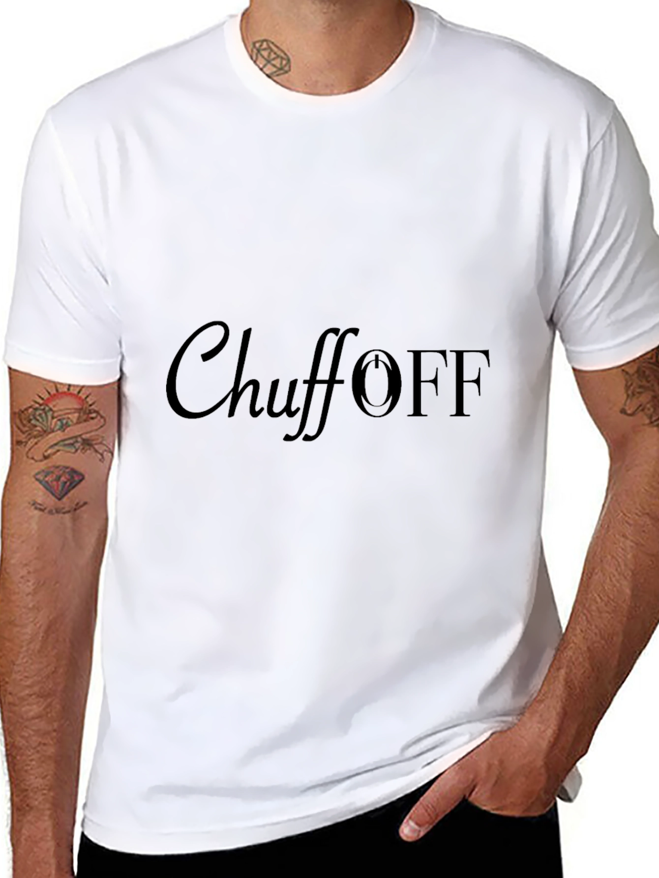 Black Chuff Off Graphic Tee - Funny Power Button Design view 8