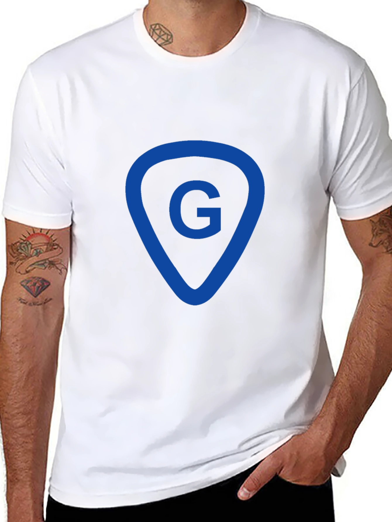 Black Guitarist 'G' Pick T-Shirt - Cool Music Tee view 8