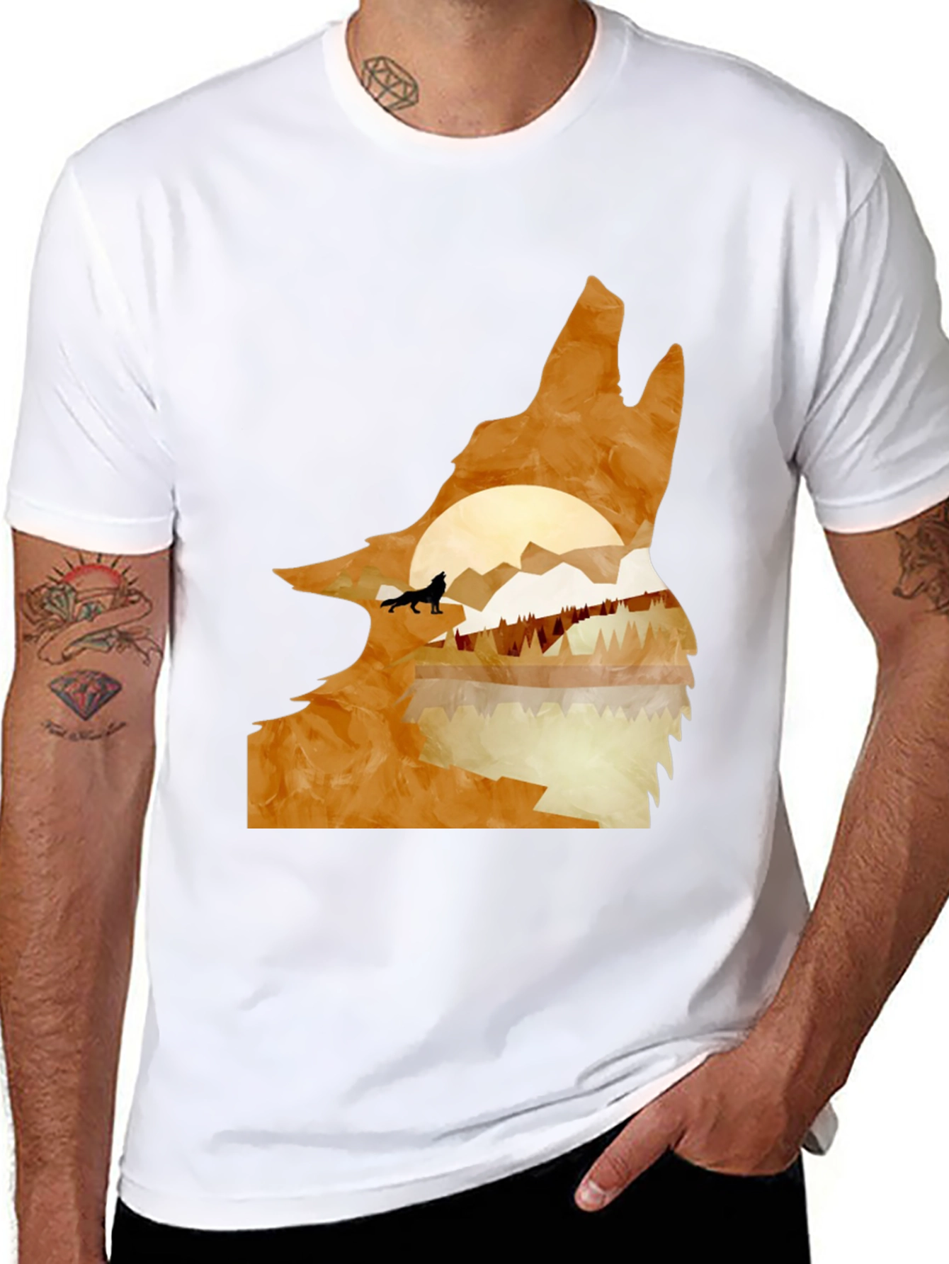 Black Wolf Silhouette Graphic Tee - Nature Inspired Design view 8