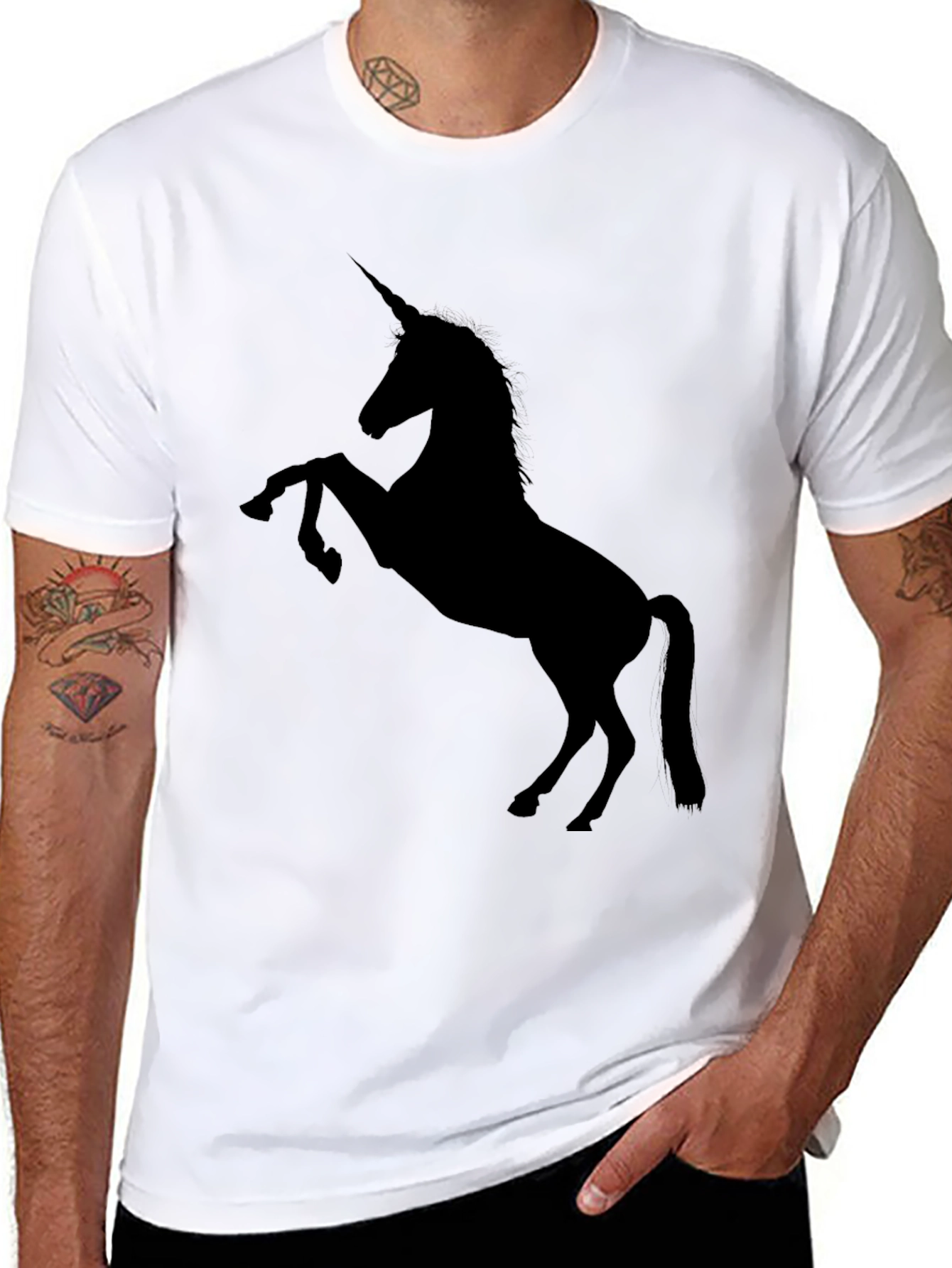 Black Unicorn Silhouette Tee - Black Graphic T-Shirt view 8