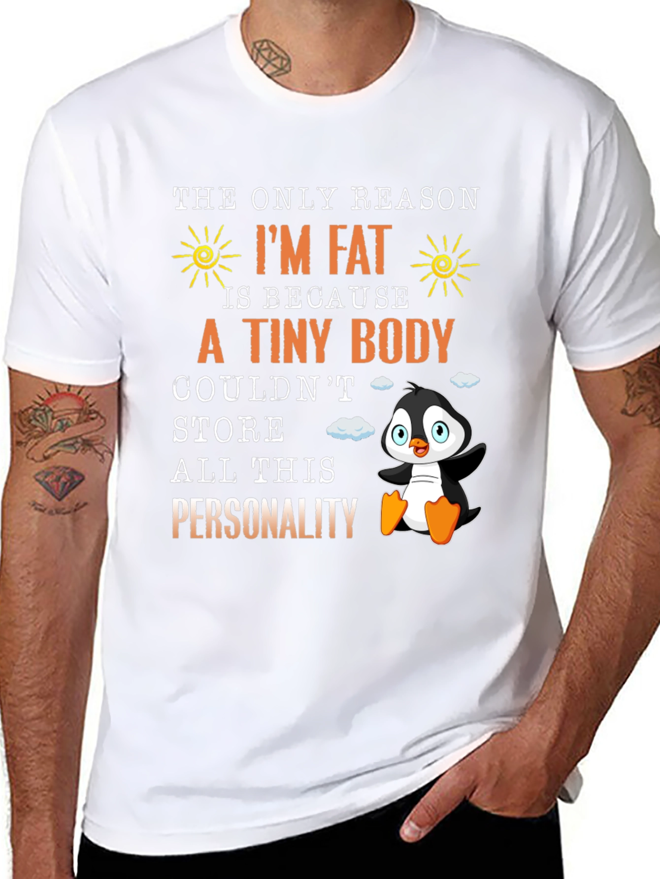 Black Funny I'm Fat Penguin T-Shirt - Personality view 8