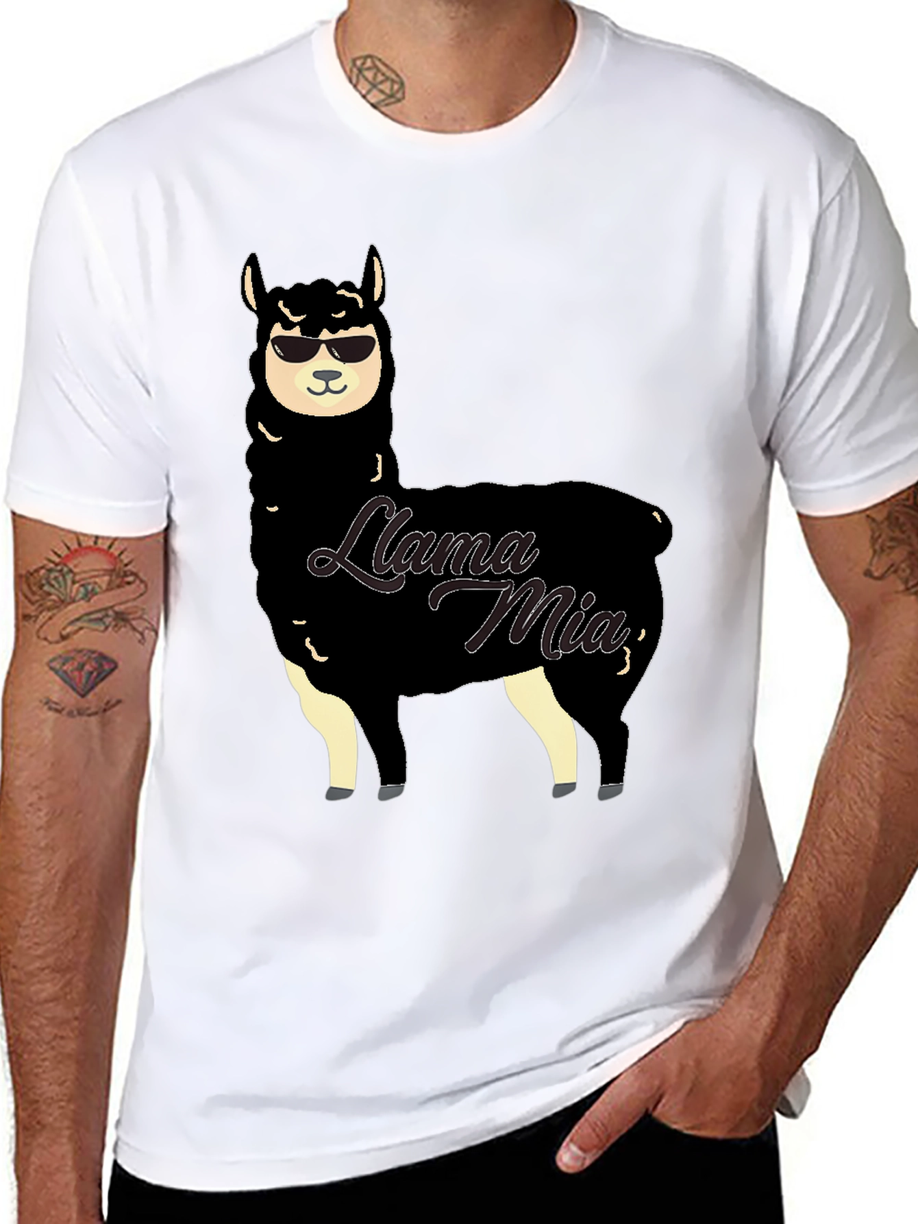 Black Cool Llama Mia T-Shirt view 8