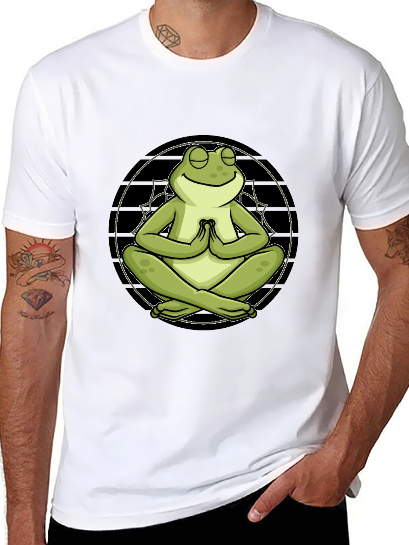 Black Meditating Frog T-Shirt - Relaxed Fit view 8