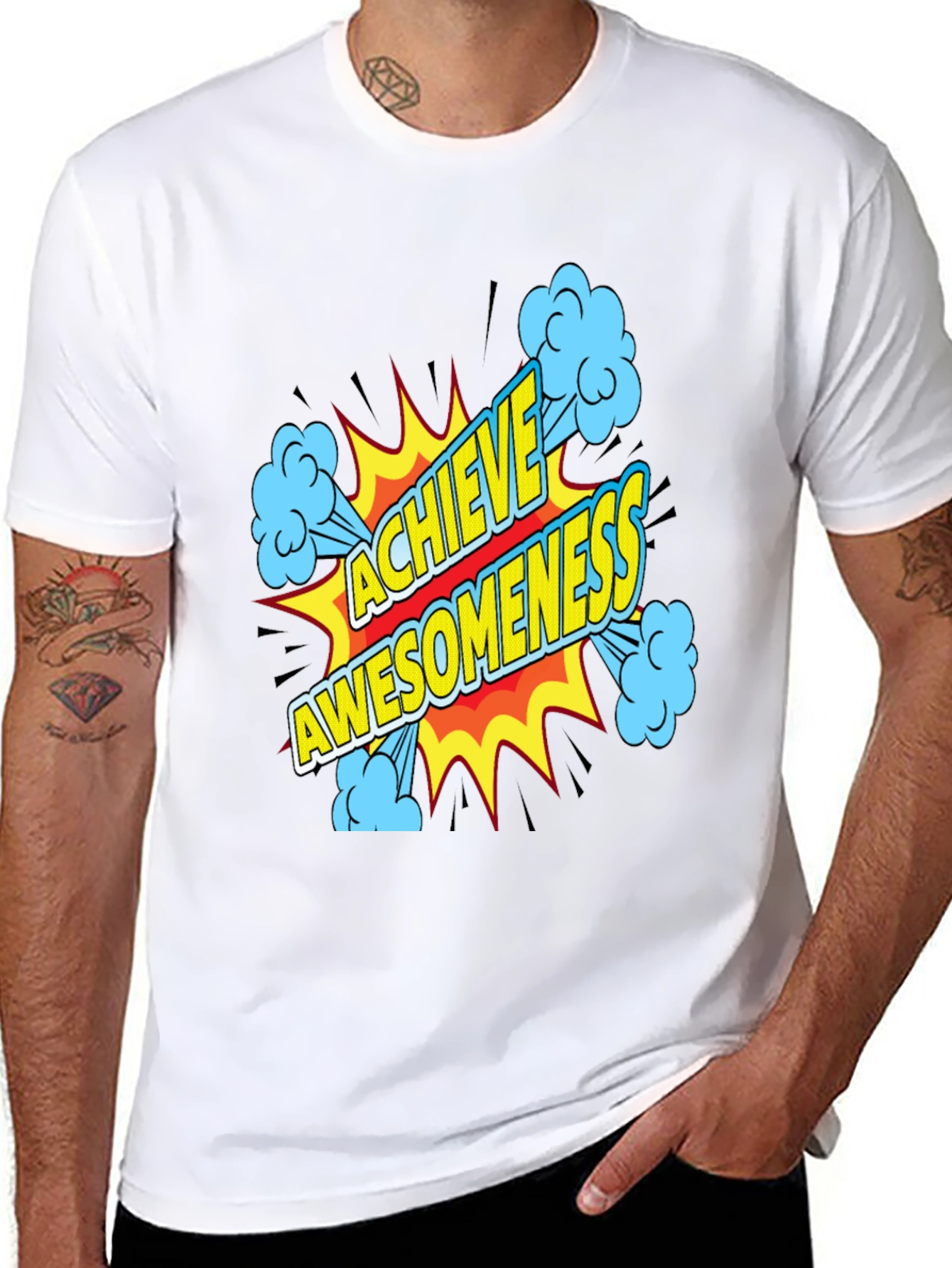 Black Achieve Awesomeness Graphic Black T-Shirt view 8