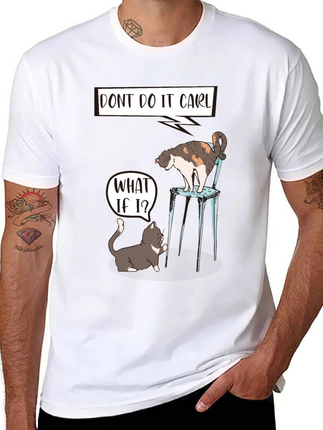 Black Funny Cat "Don't Do It Carl" Graphic Tee view 8