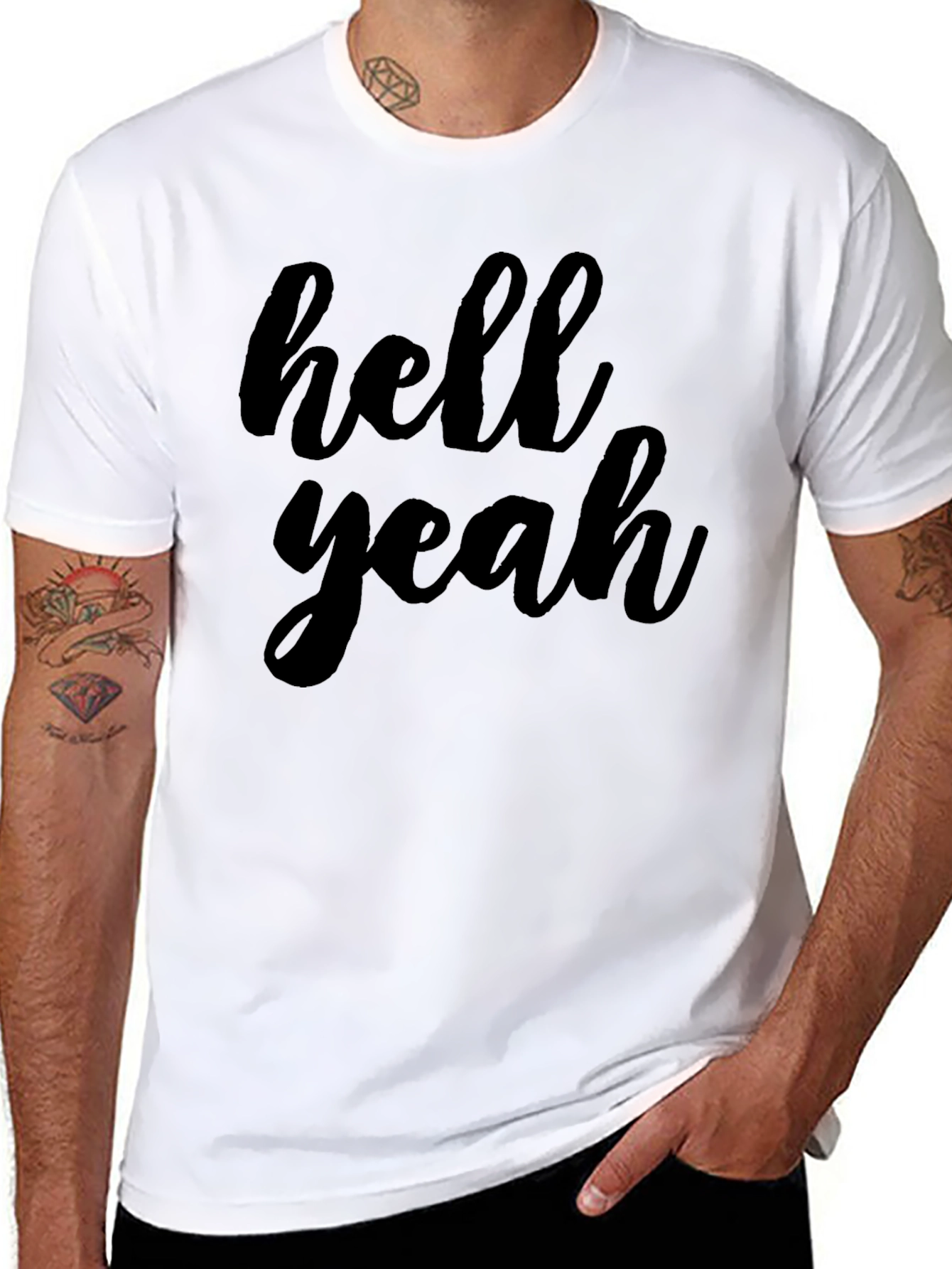 Black Hell Yeah Graphic Tee - Mens Crew Neck T-Shirt view 8