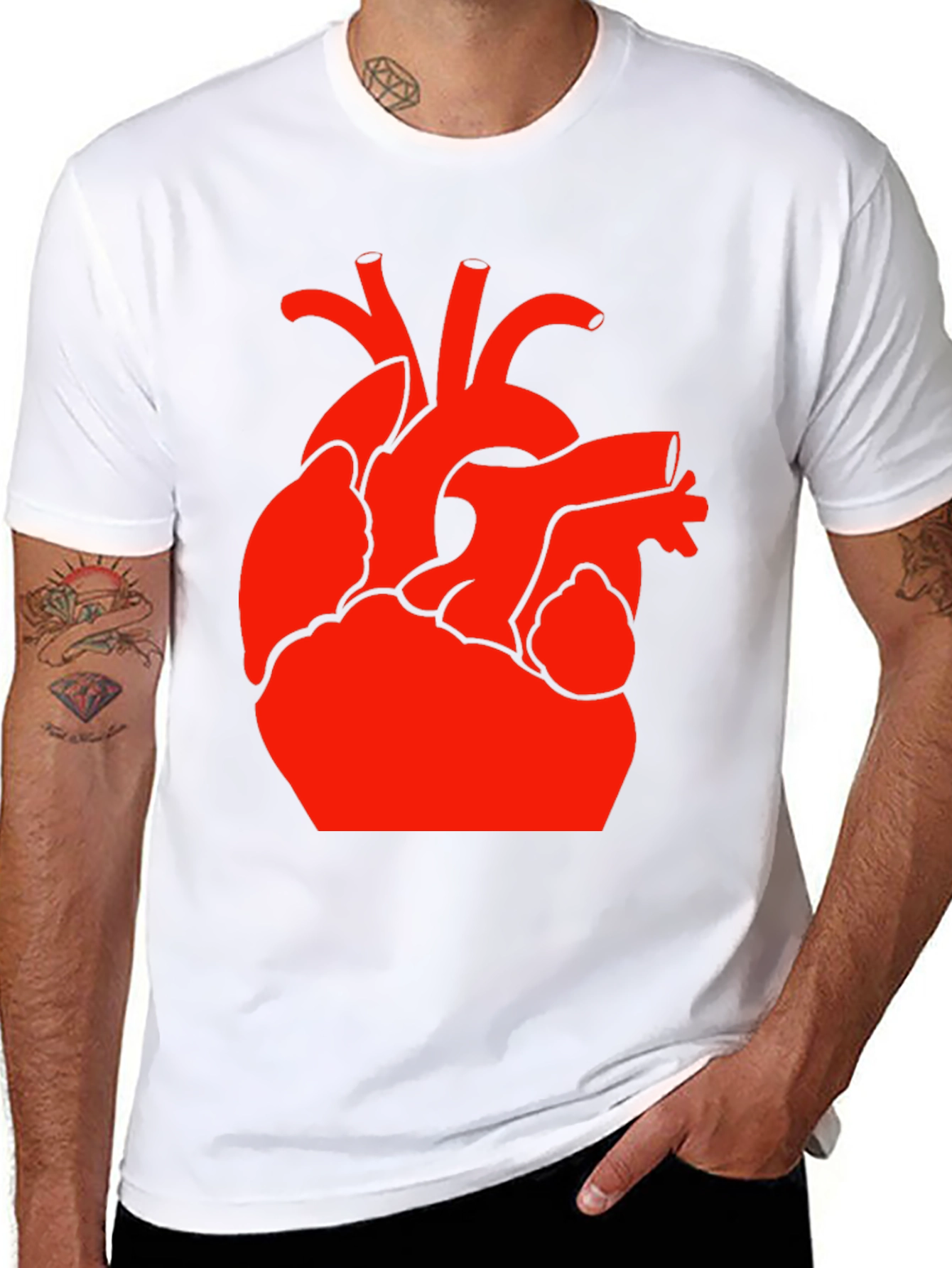 Black Red Heart Graphic Black T-Shirt view 8
