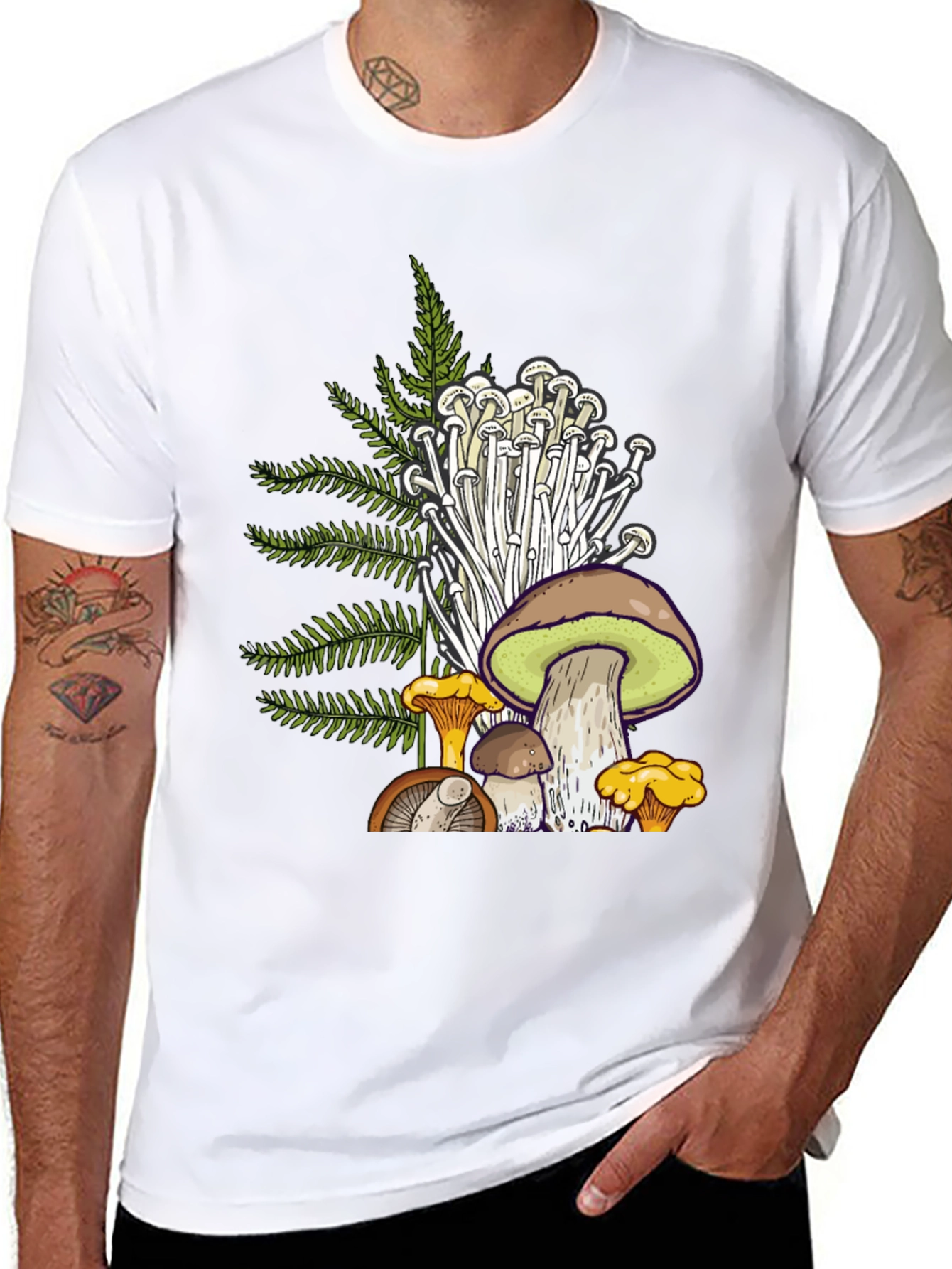 Black Mushroom Graphic T-Shirt - Nature Inspired Tee view 8