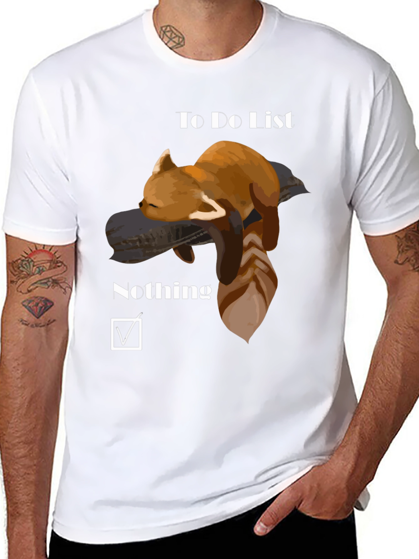 Black Red Panda To-Do List T-Shirt - Nothing Checked! view 8