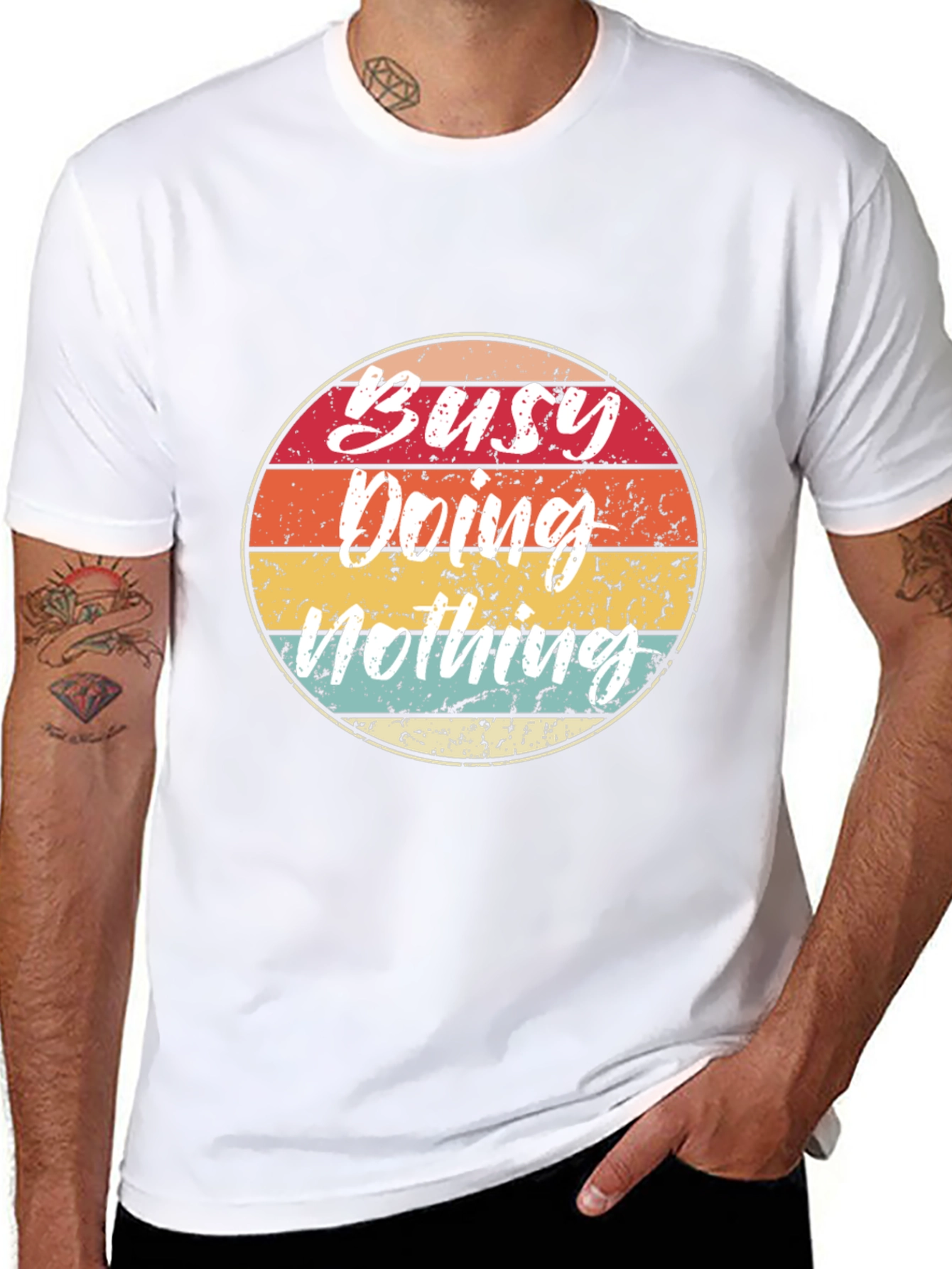 Black Busy Doing Nothing Retro Graphic Tee view 8