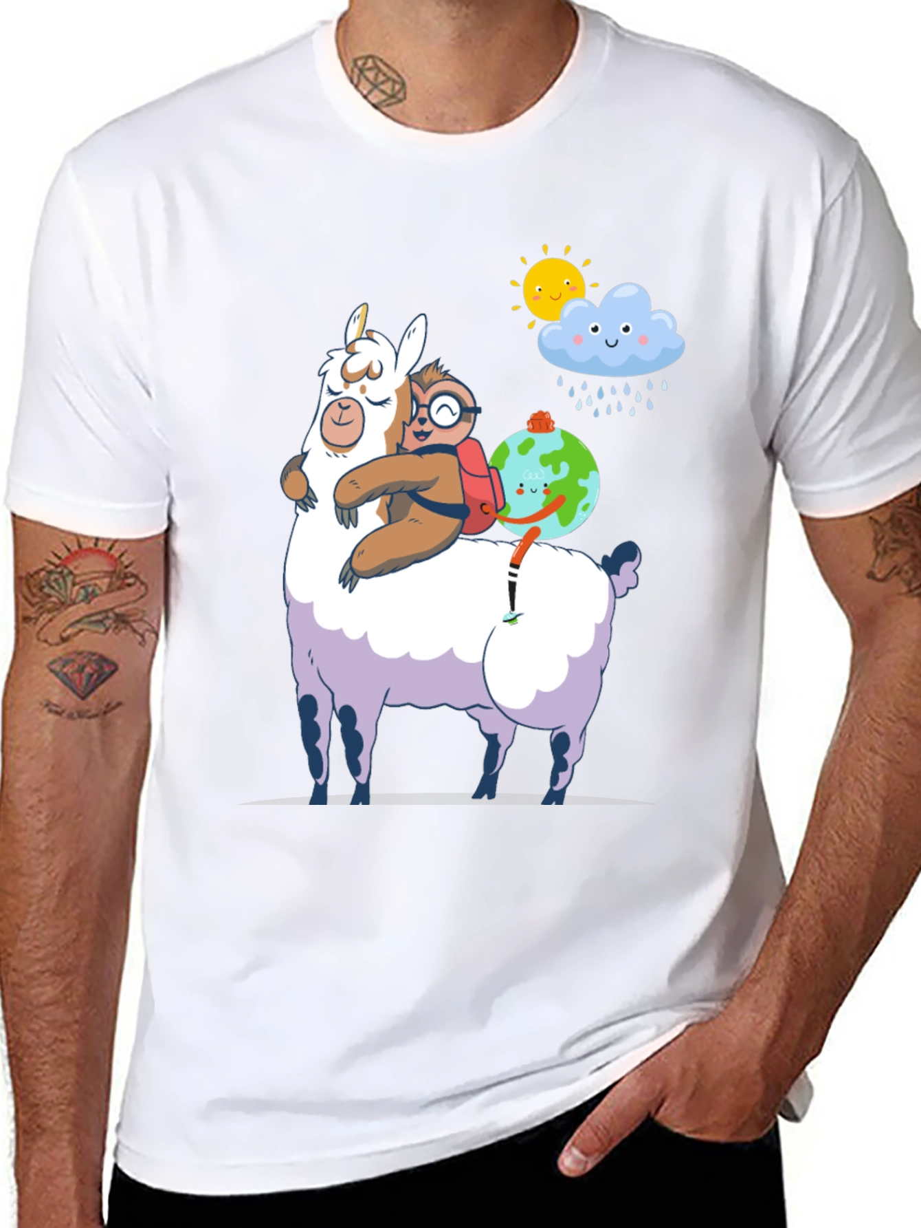 Black Llama, Sloth, and Earth T-Shirt view 8