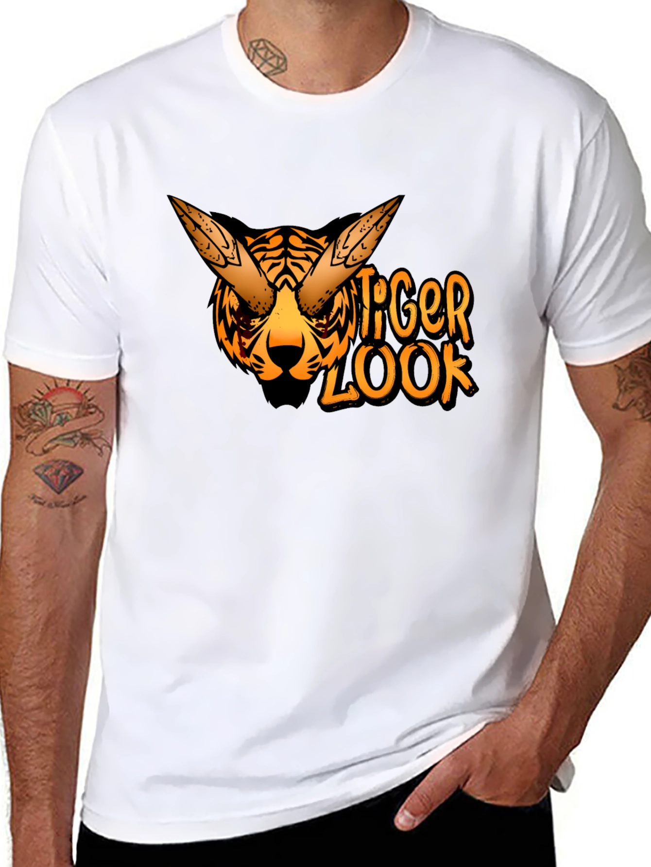 Black Tiger Look Graphic Tee - Cool Animal Design view 8