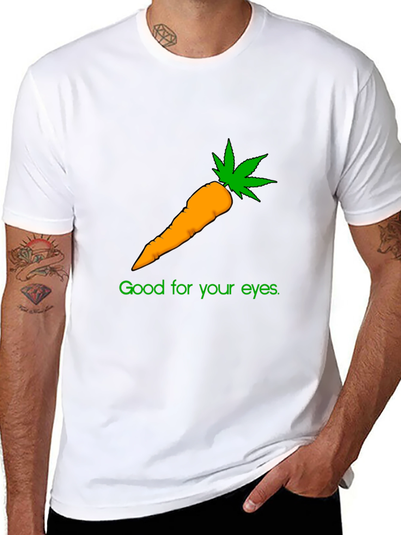 Black Funny Carrot Weed T-Shirt - Good for Your Eyes! view 8